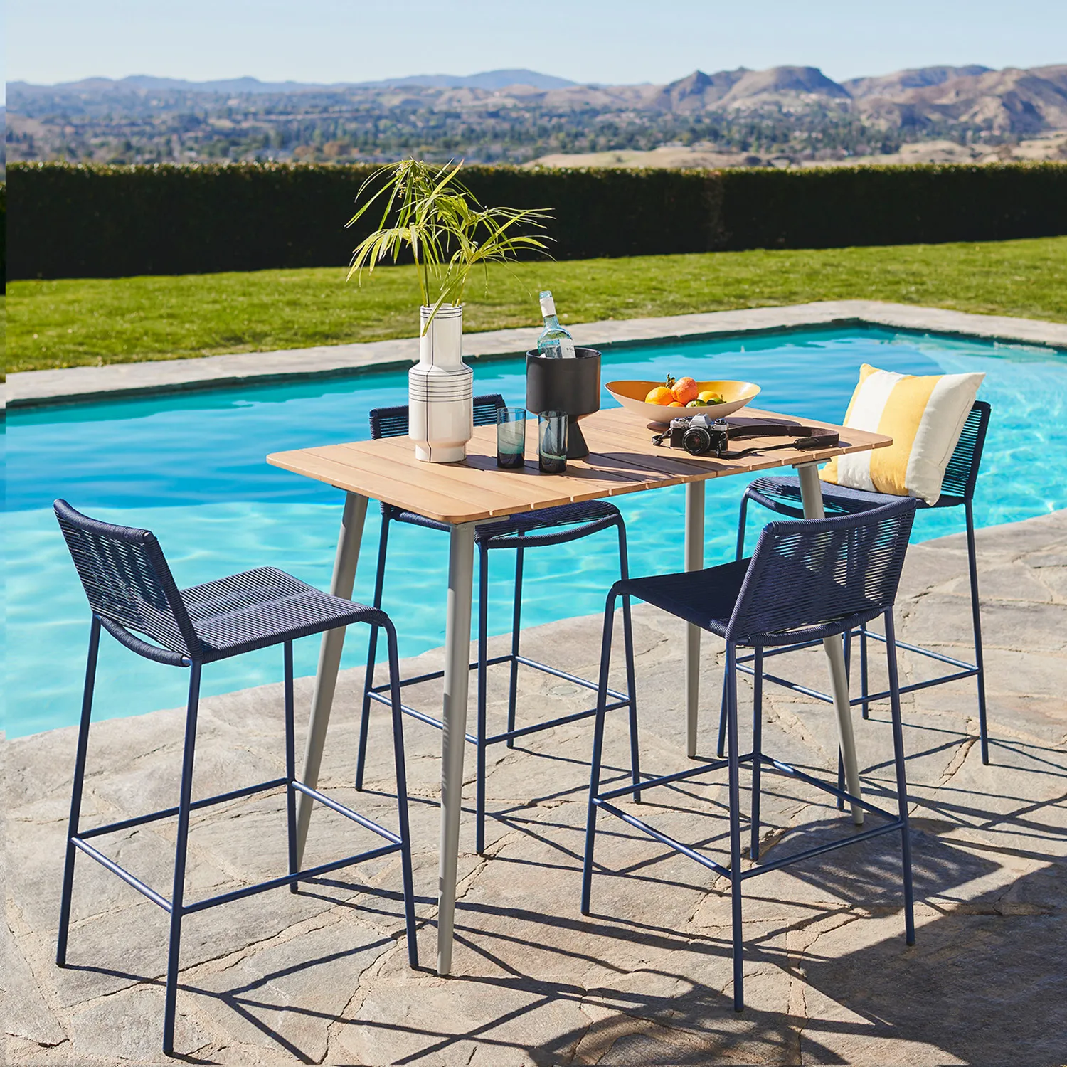 Zina Outdoor Bar Stool - Indigo Blue - Image 9