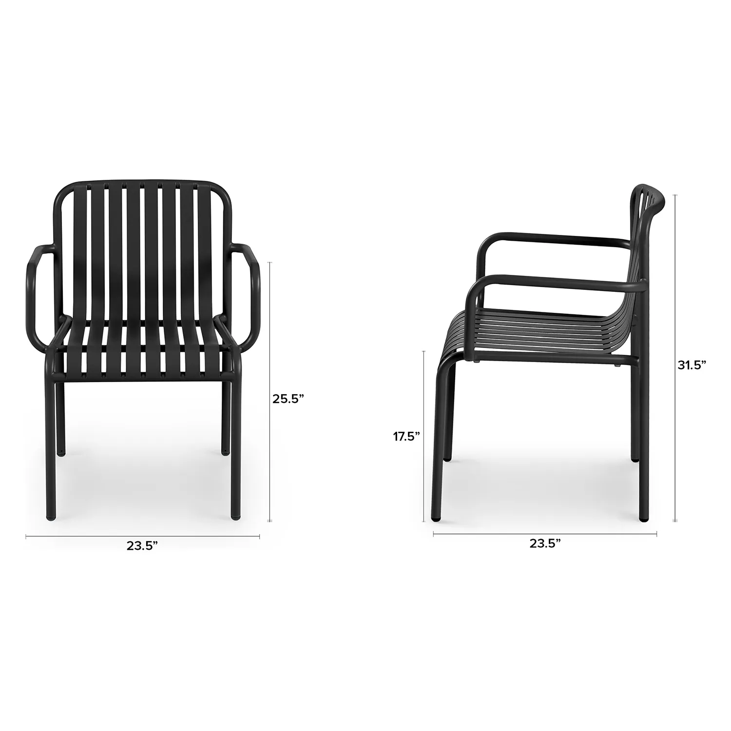 Sarek Outdoor Stackable Dining Armchair - Black - Image 2