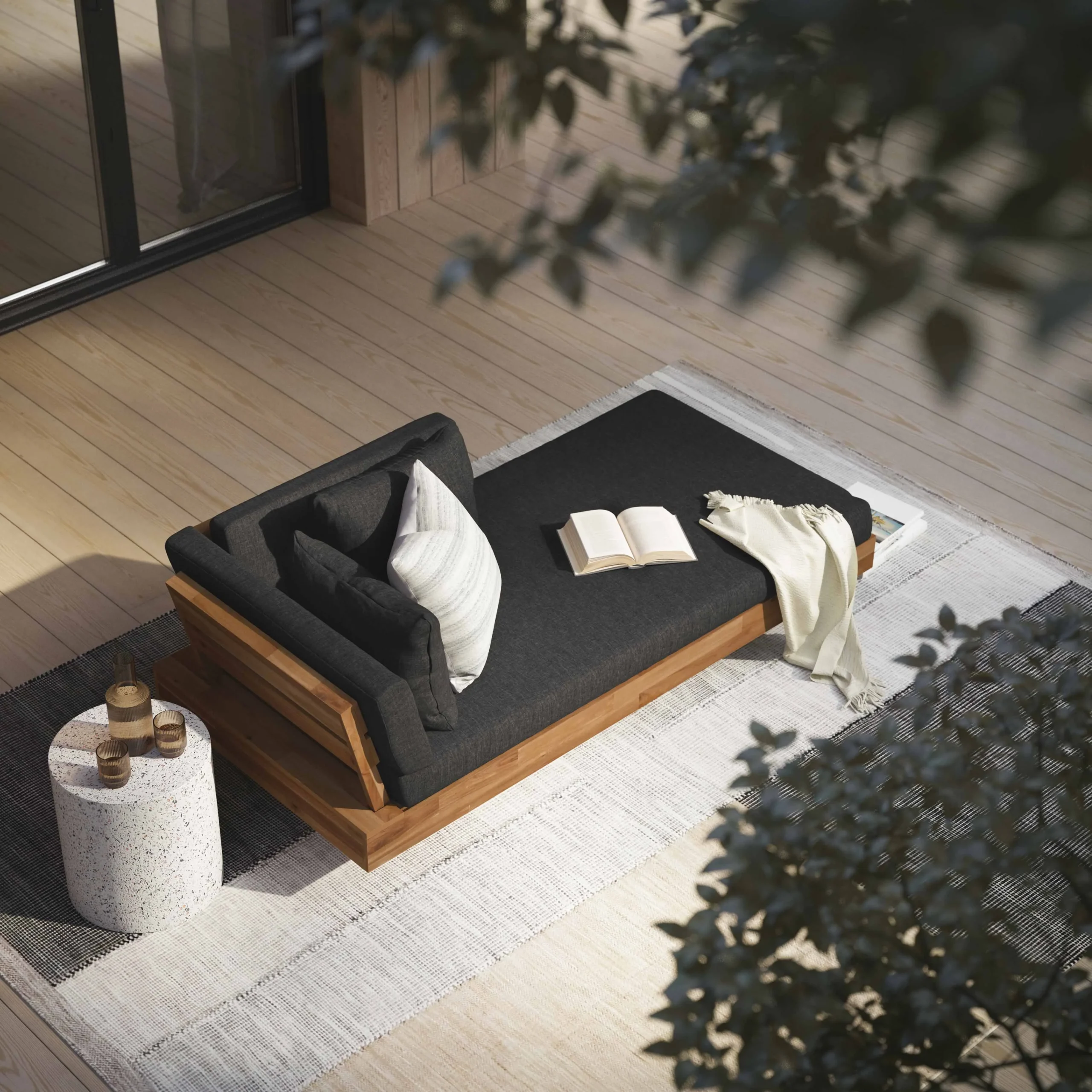 Lubek 69.25_ Outdoor Low Right Chaise Lounge - Slate Gray - Image 3