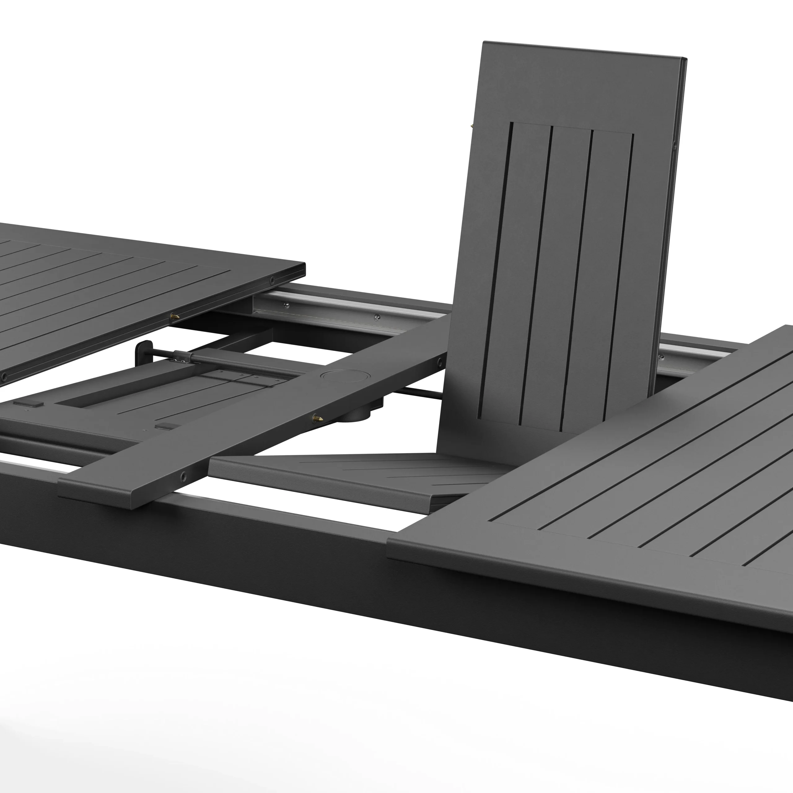 Fisk 75.5_ - 96_ Outdoor Extendable Dining Table - Black - Image 18