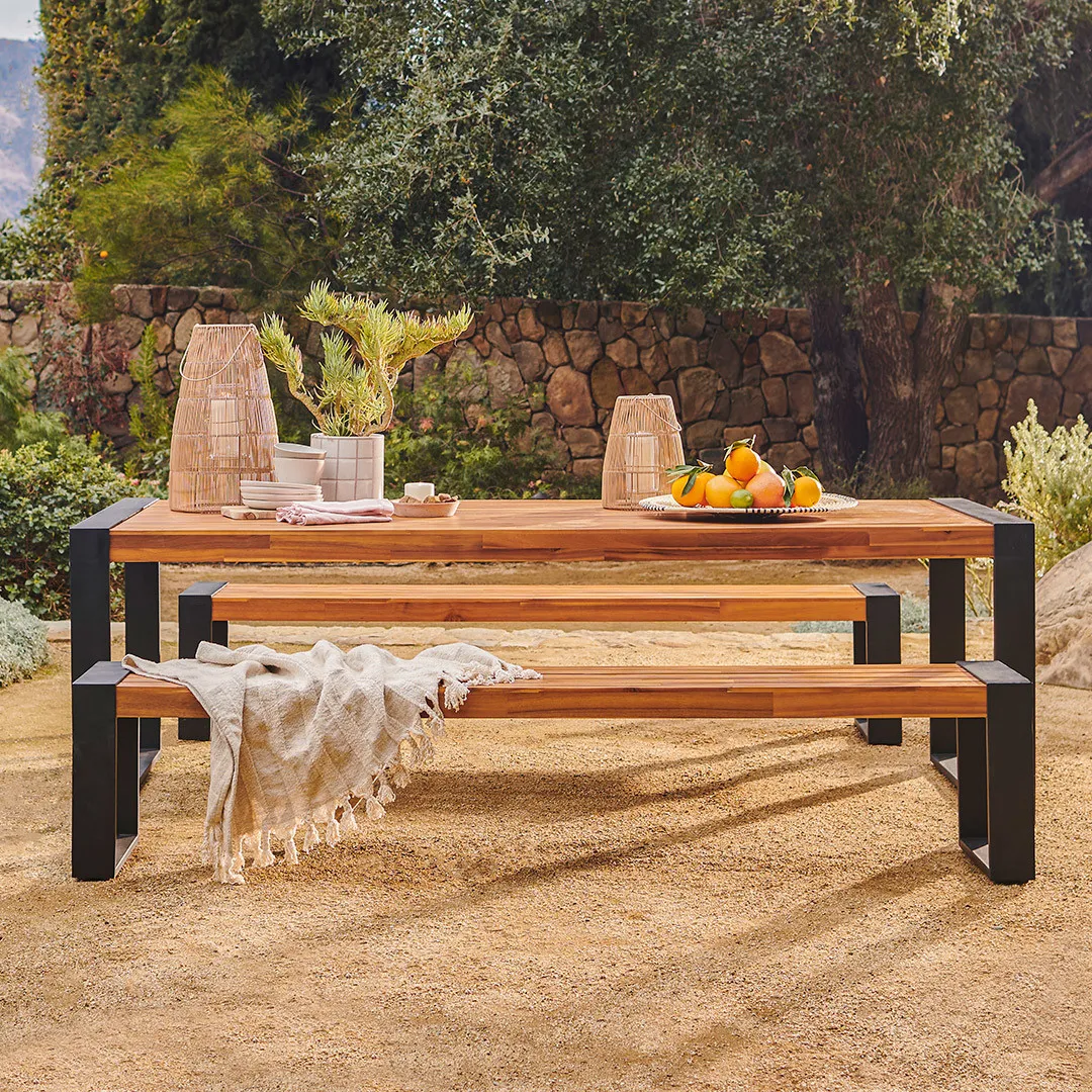 Lubek 94.5_ Outdoor Dining Set - Tuscan Brown - Image 9