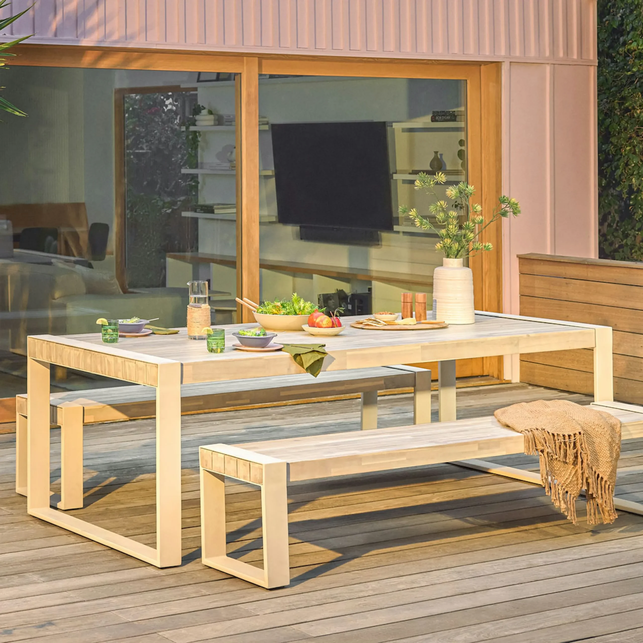 Lubek 94.5_ Outdoor Dining Table - Byron Gray