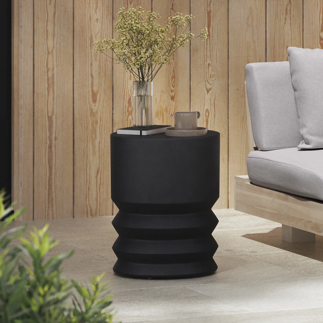 Pindo Outdoor Concrete Side Table - Black - Image 6