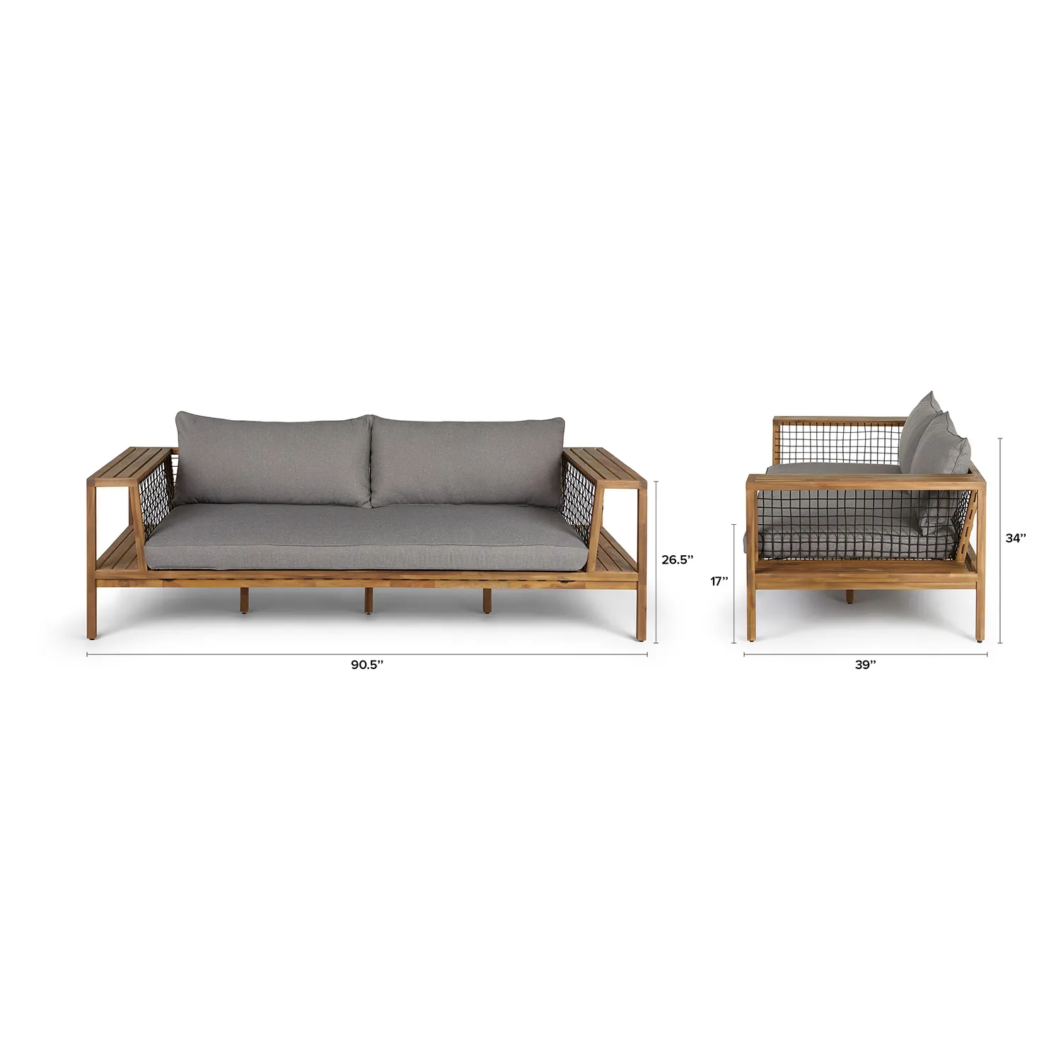 Callais 90.5_ Outdoor Sofa - Taupe Gray - Image 2