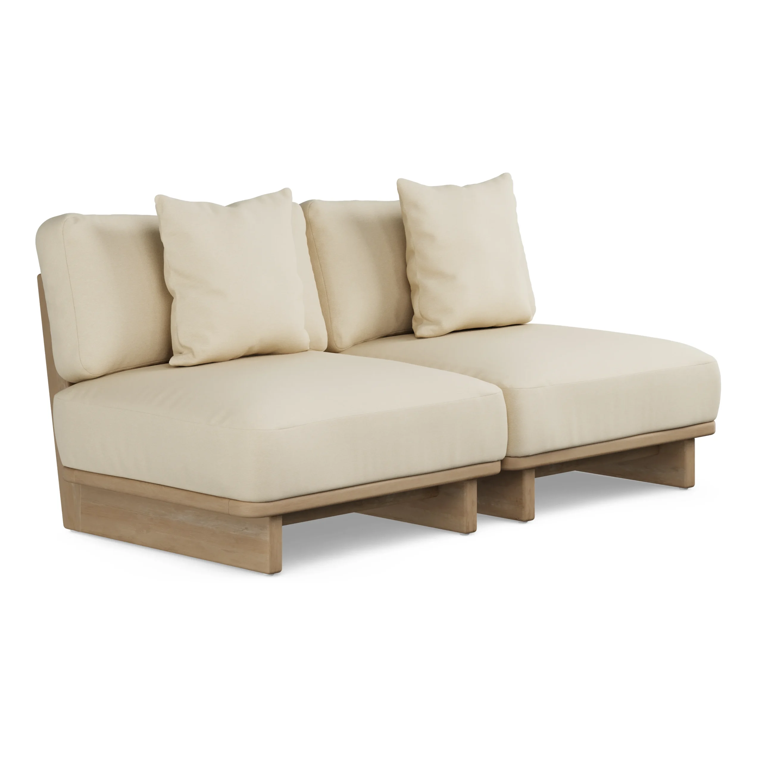 Daphne 68_ Outdoor Armless Modular Loveseat - Dravite Ivory - Image 9