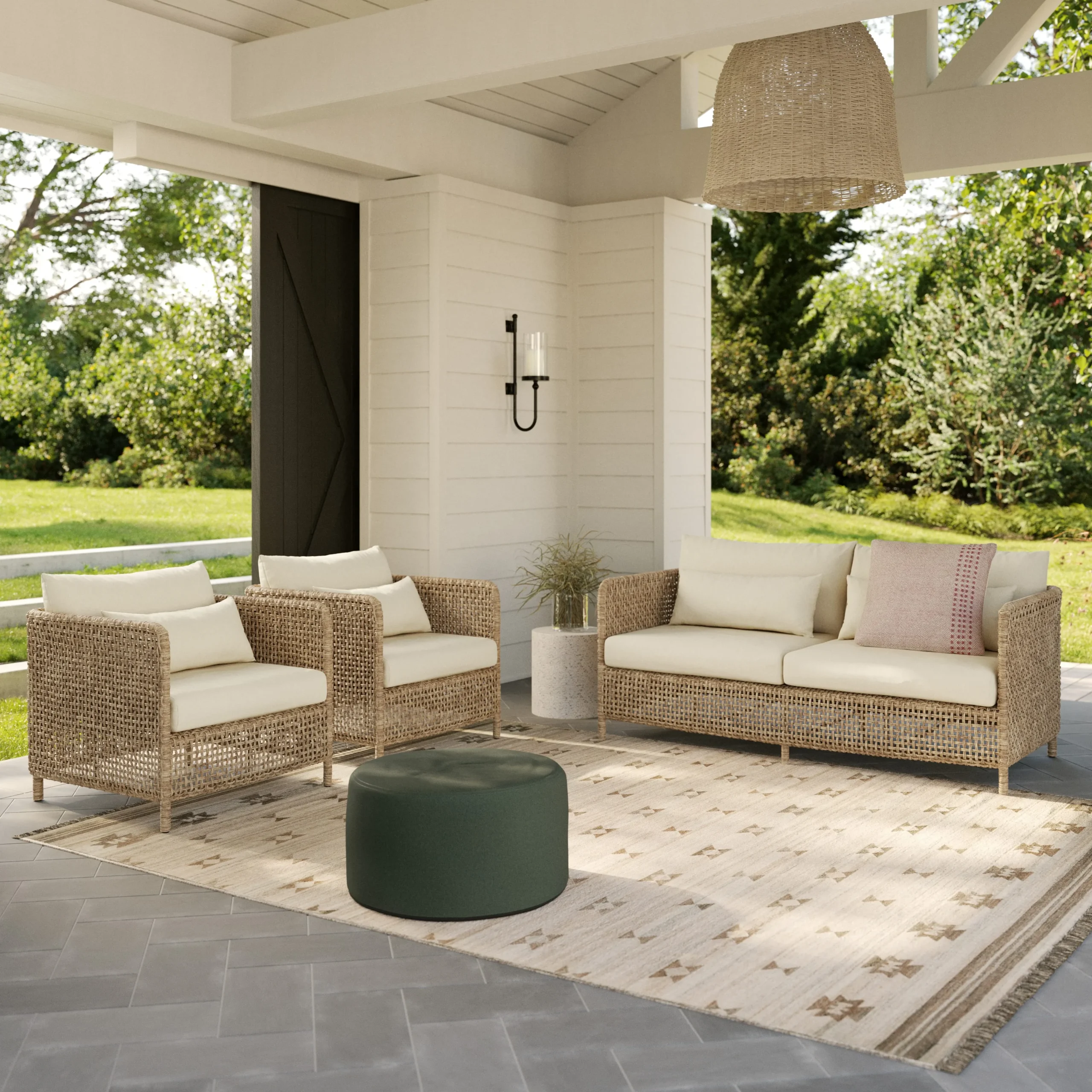 Robbi 67.25_ Outdoor Loveseat Set - Dravite Ivory - Image 7