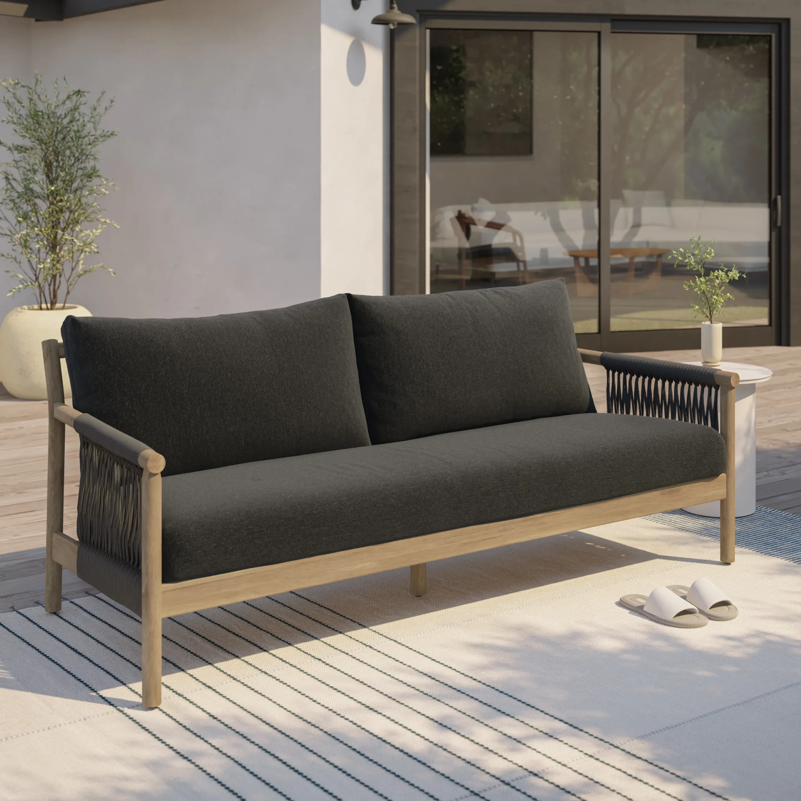 Rosa 80_ Outdoor Sofa - Dravite Black