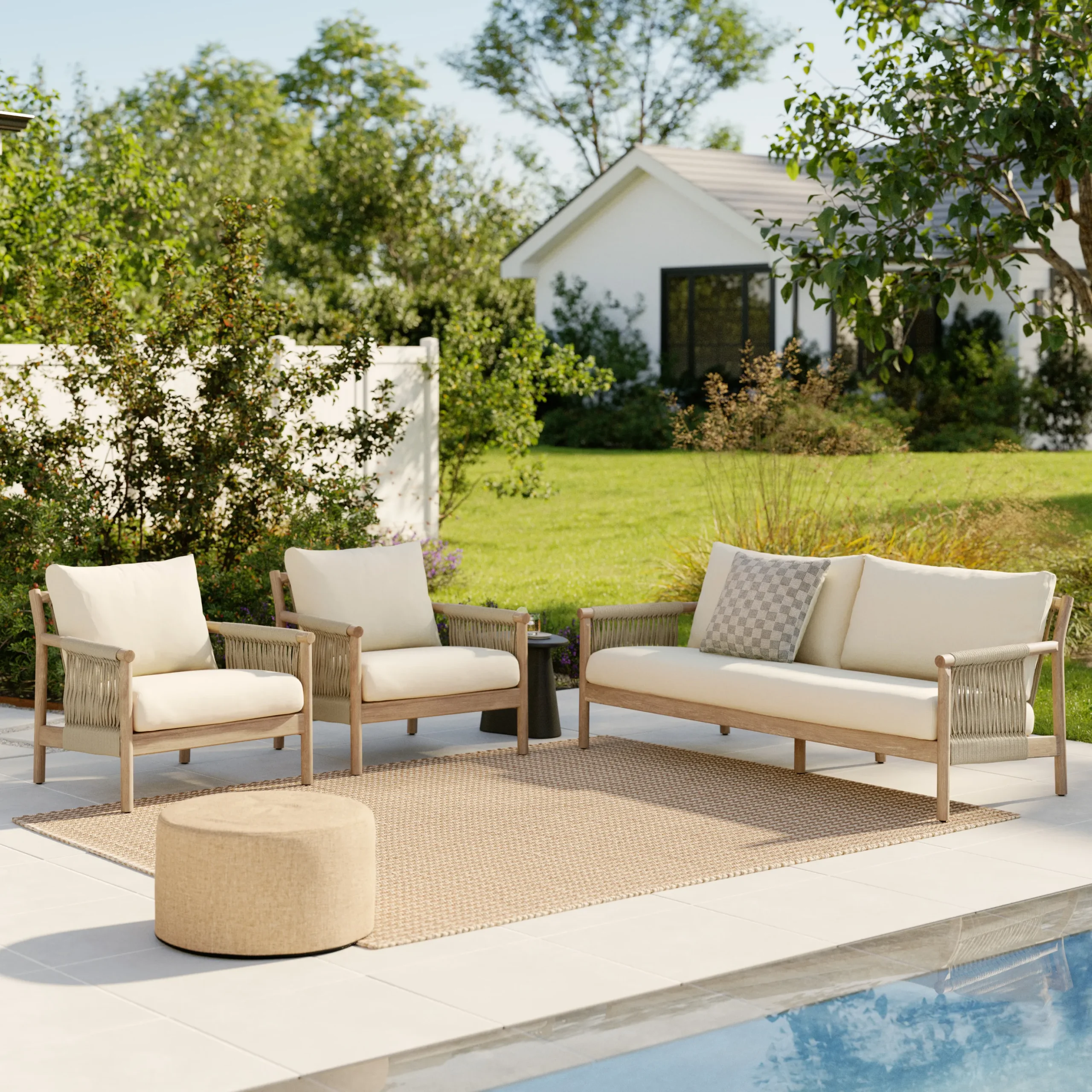 Rosa 80_ Outdoor Sofa Lounge Set - Dravite Ivory