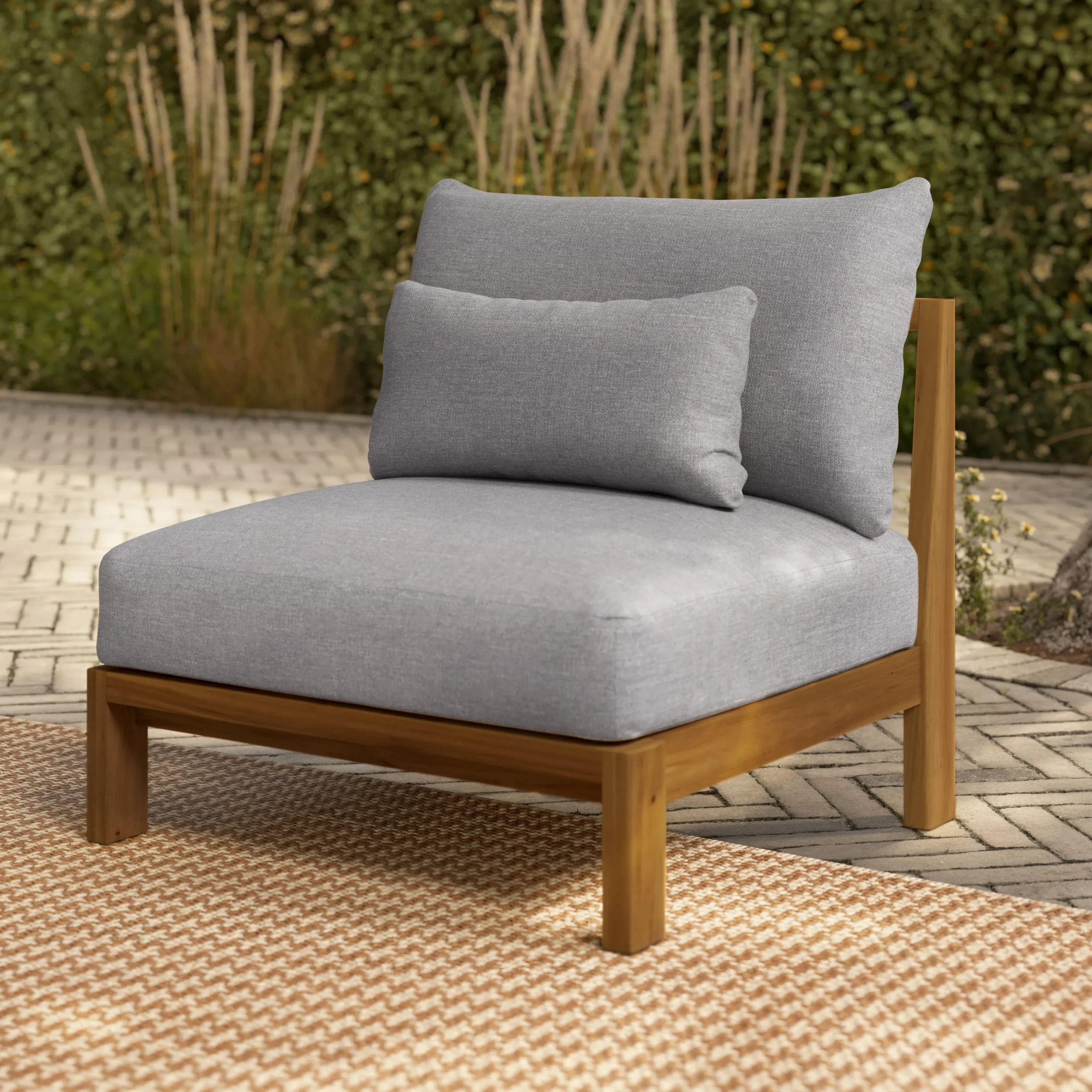 Cove 34.25_ Outdoor Armless Chair Module - Basket Gray