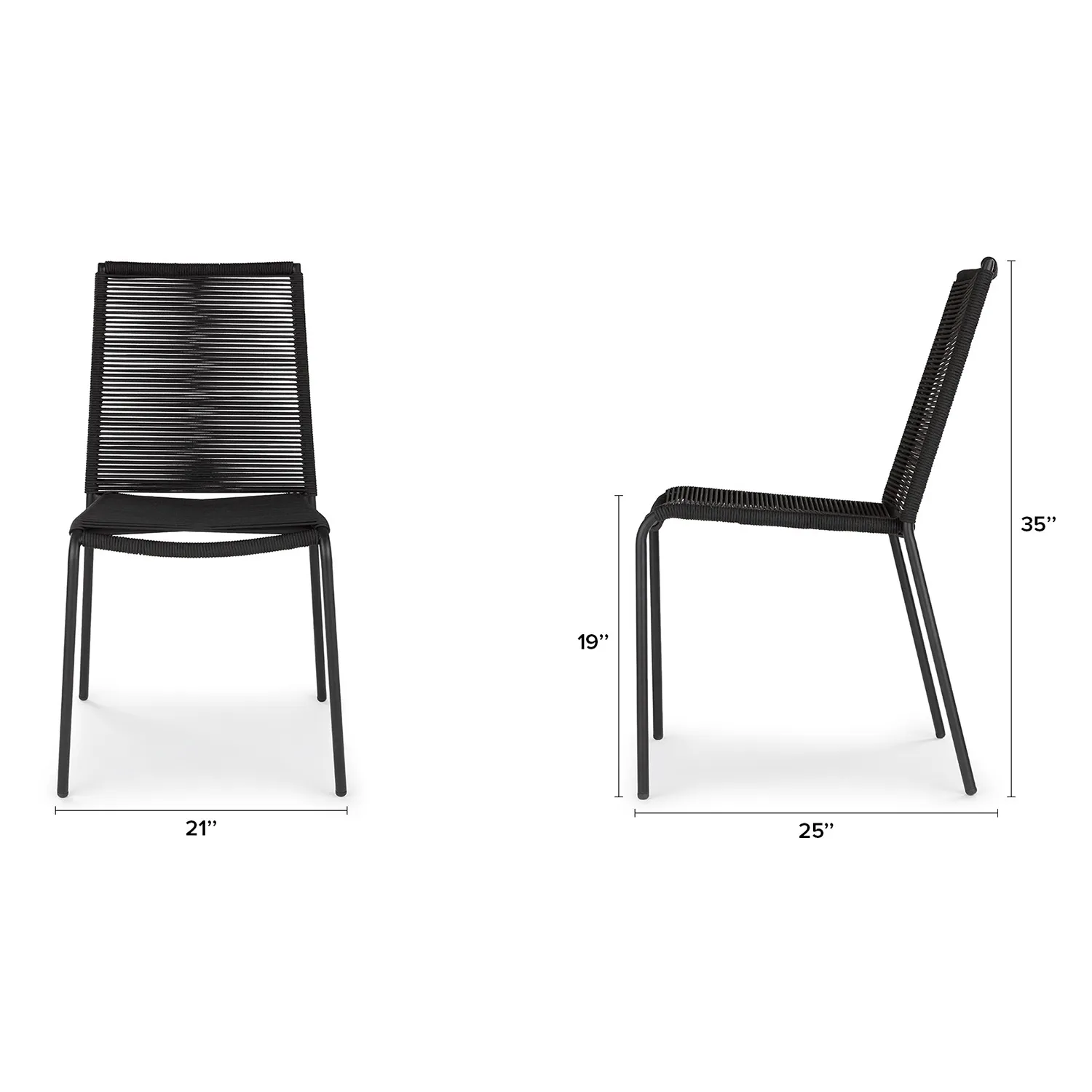 Zina Outdoor Stackable Dining Chair - Ember Black - Image 2