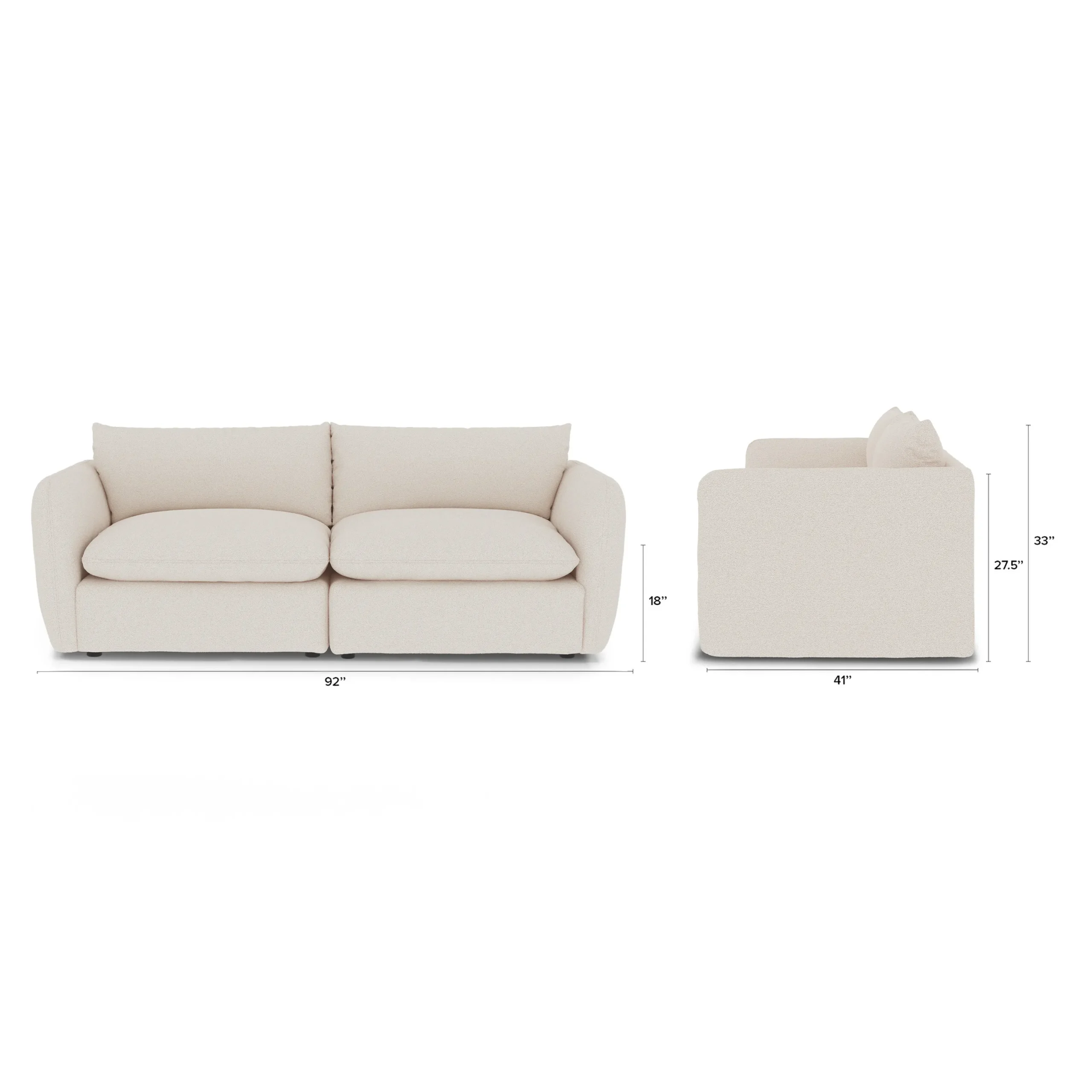 Leigh 92_ Modular Sofa - Ivory Wool Bouclé - Image 2