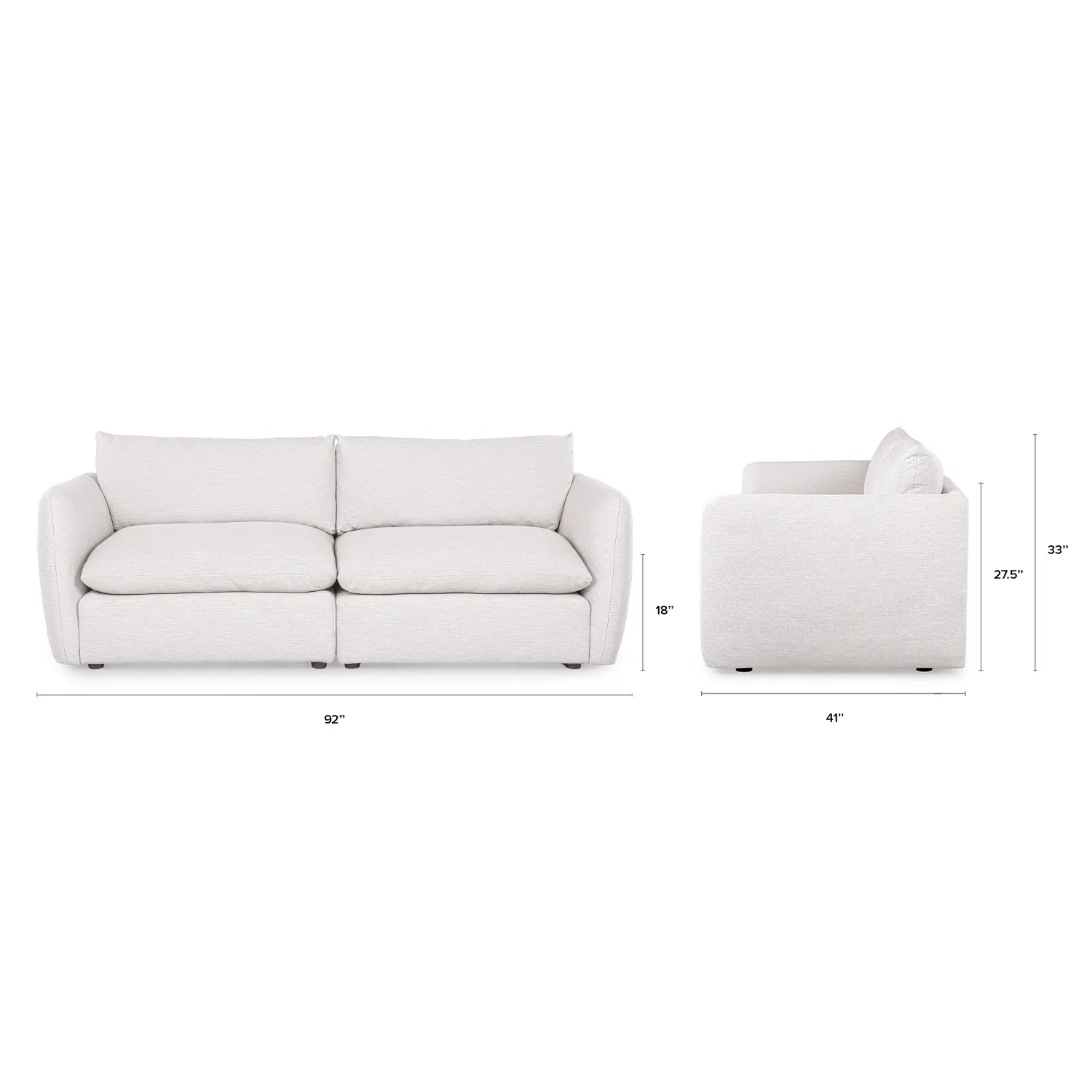 Leigh 92_ Modular Sofa - Silver Ivory - Image 2