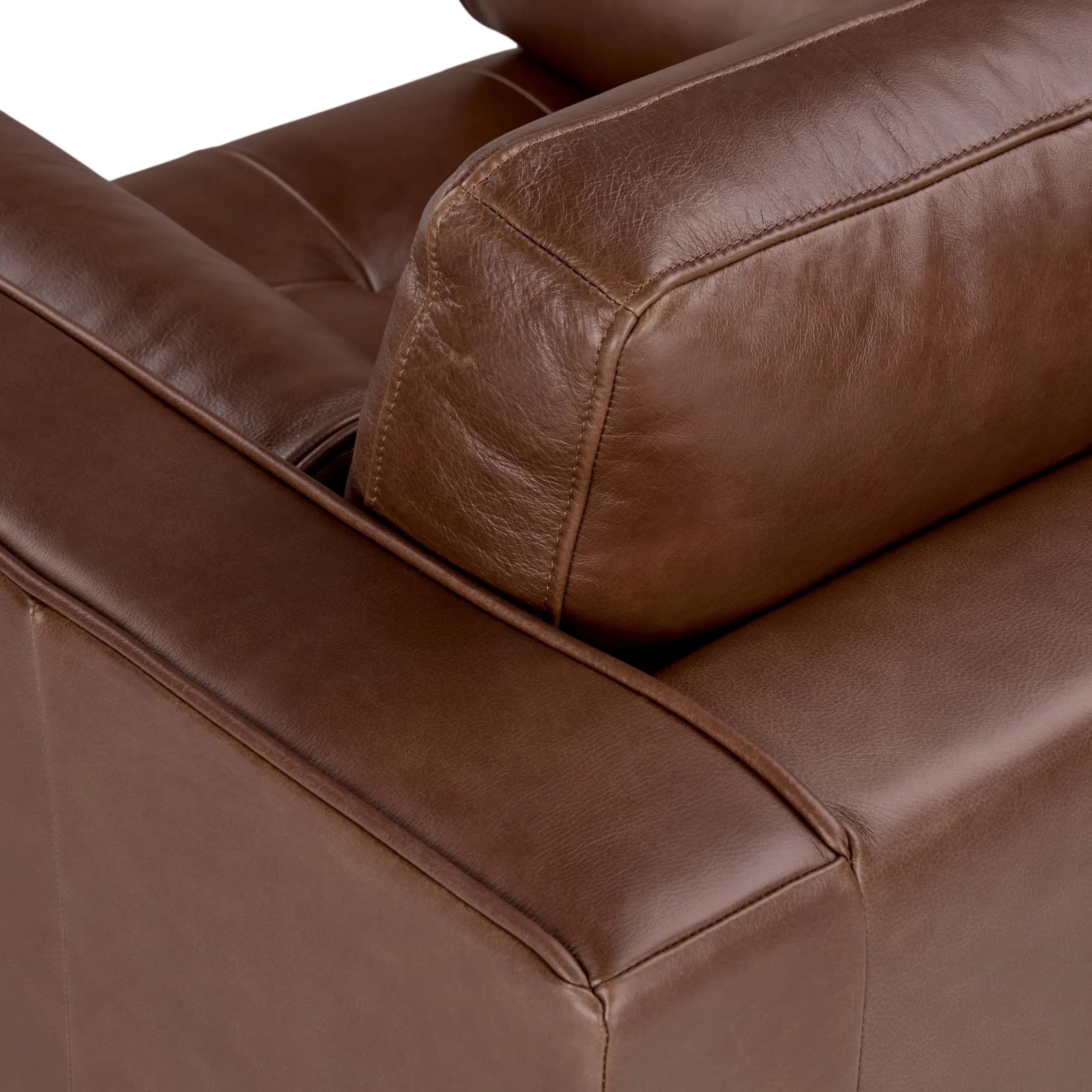 Sven 42_ Tufted Leather Lounge Chair - Taos Brown - Image 5