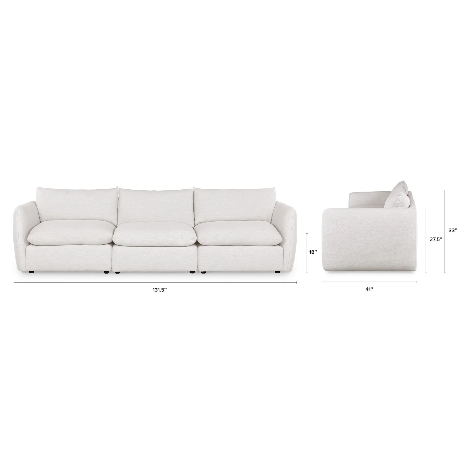 Leigh 131.5_ Modular Sofa - Silver Ivory - Image 2
