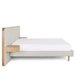 Bjorn King Upholstered Bed with Nightstands Set - White Oak and Ratine Ivory