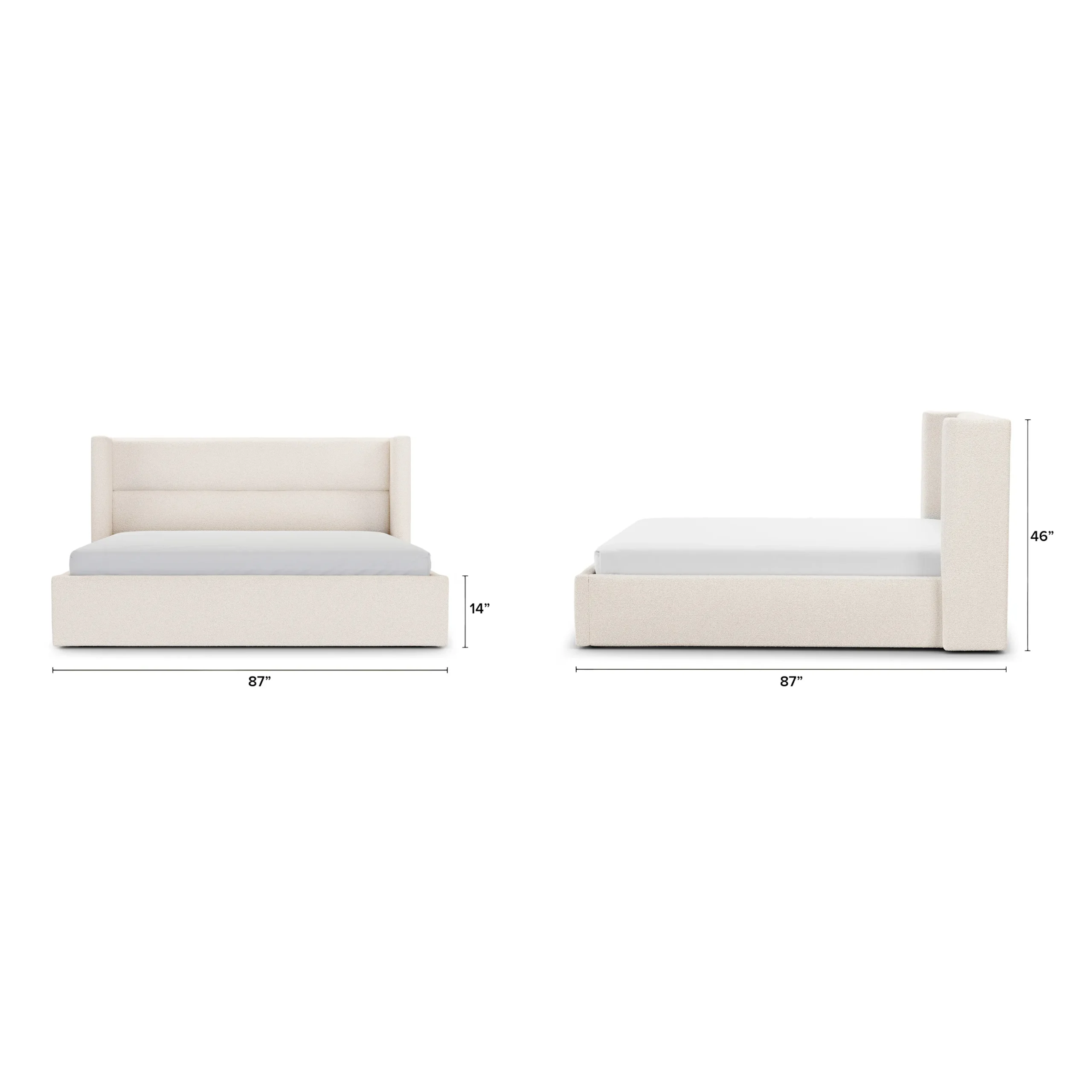 Calabri King Upholstered Bed - Ivory Wool Bouclé - Image 6
