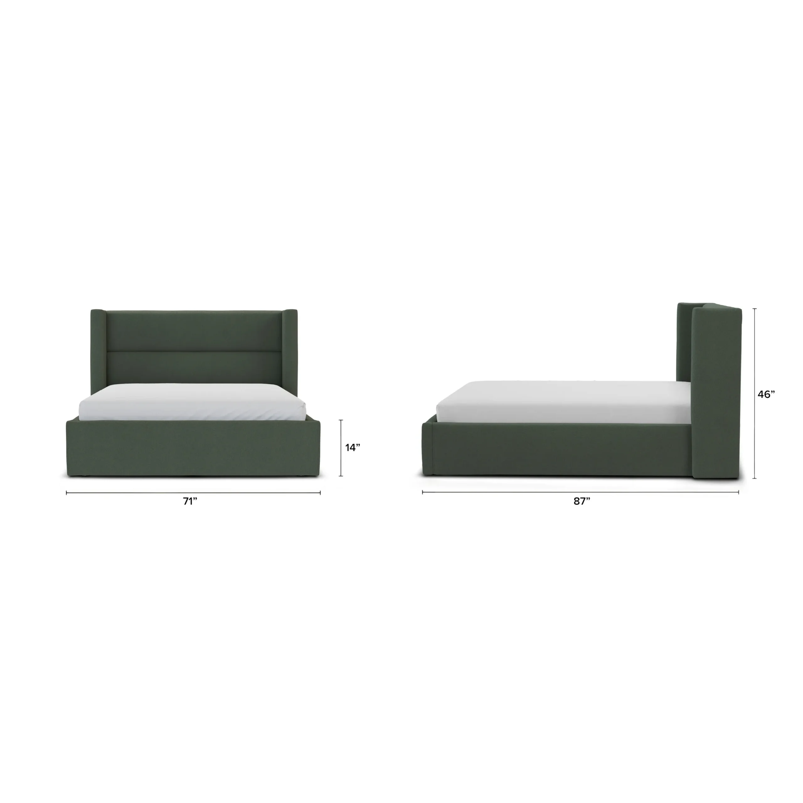 Calabri Queen Upholstered Bed - Green Wool Bouclé - Image 10
