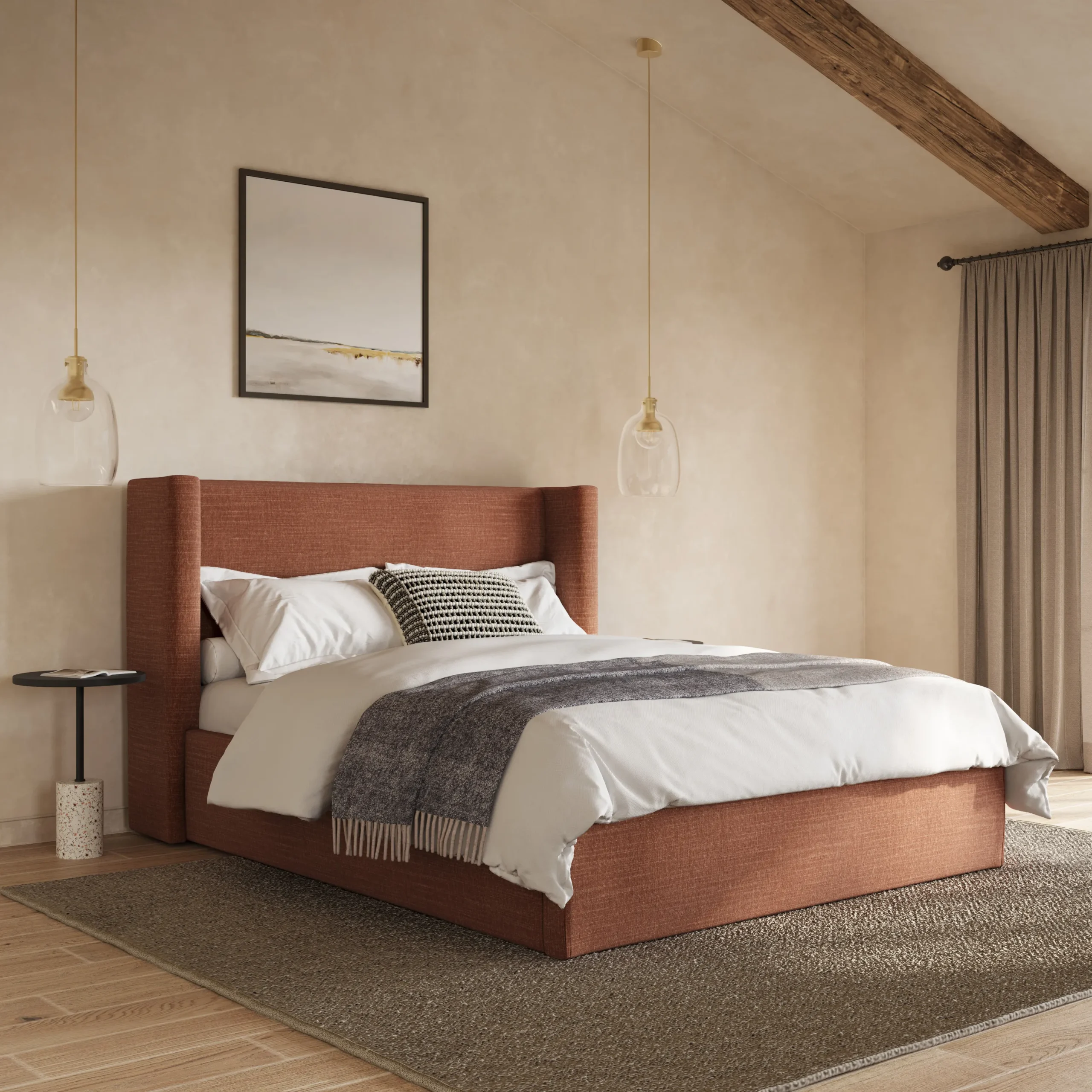 Calabri Queen Upholstered Bed - Napa Rust
