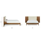 Cassie Queen Upholstered Bed with Nightstands - Smoked Oak and Taupe Chenille