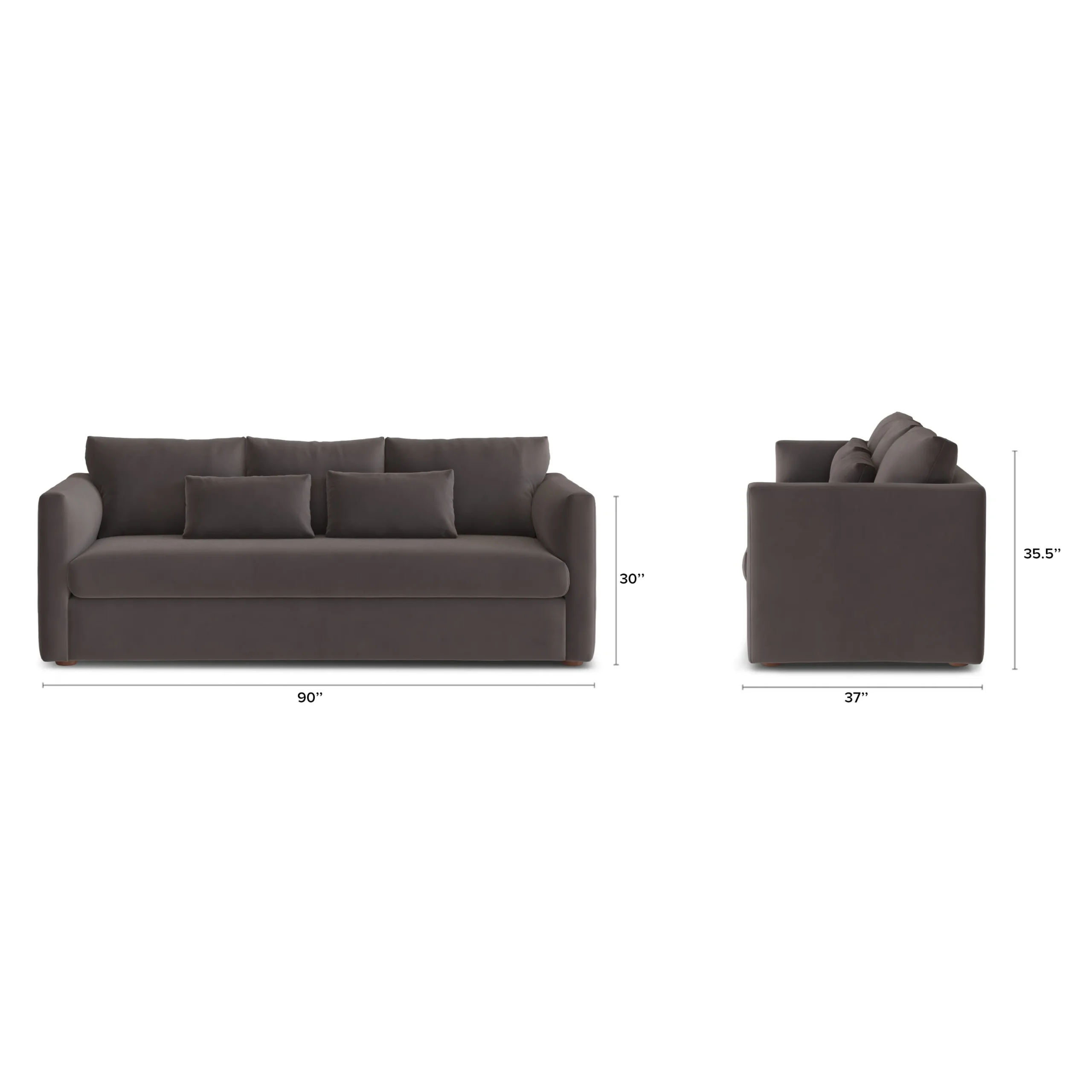 Marina 90_ Velvet Sofa Bed - Hale Warm Gray - Image 10