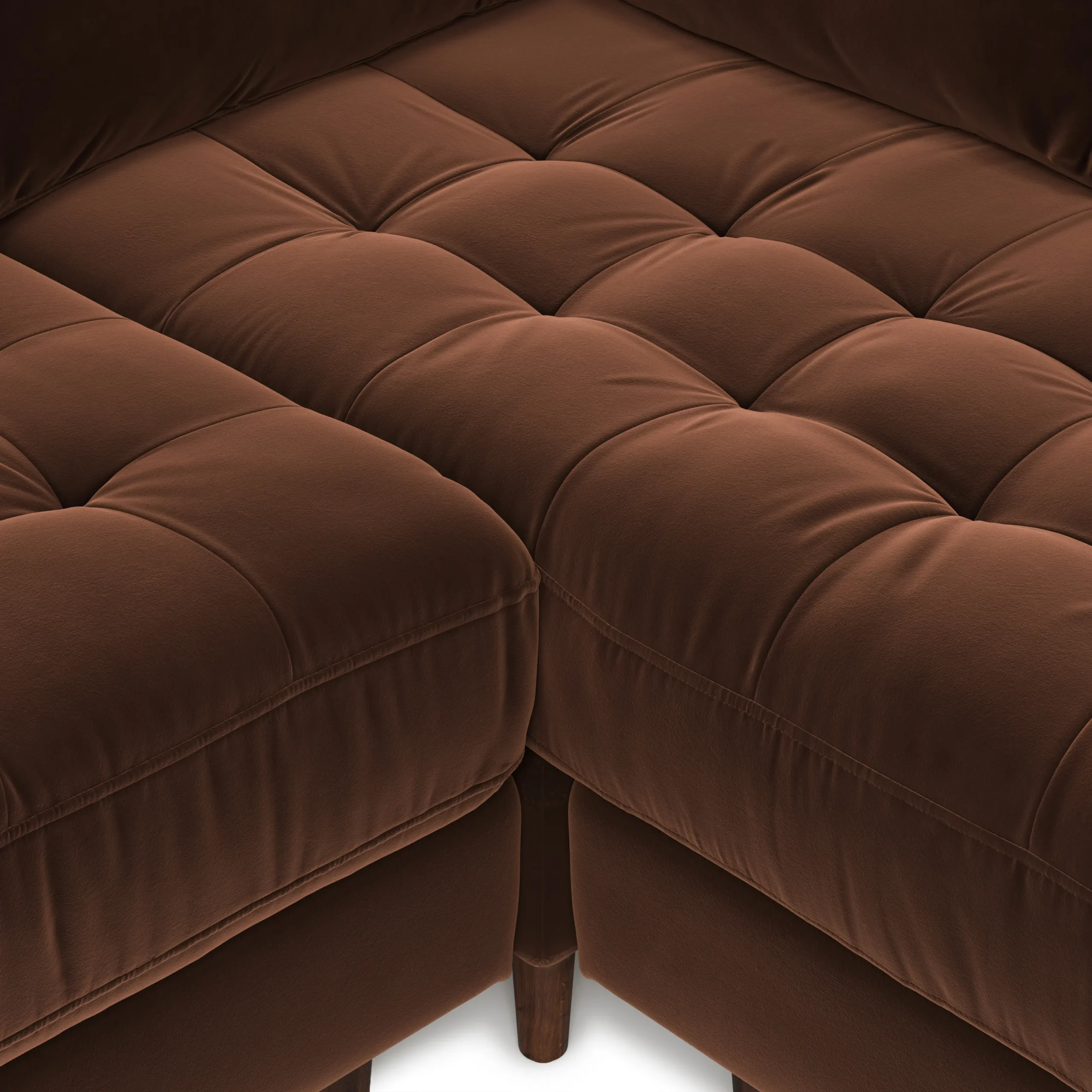 Sven 107_ Tufted Velvet Corner Sectional - Plush Pacific Brown - Image 10