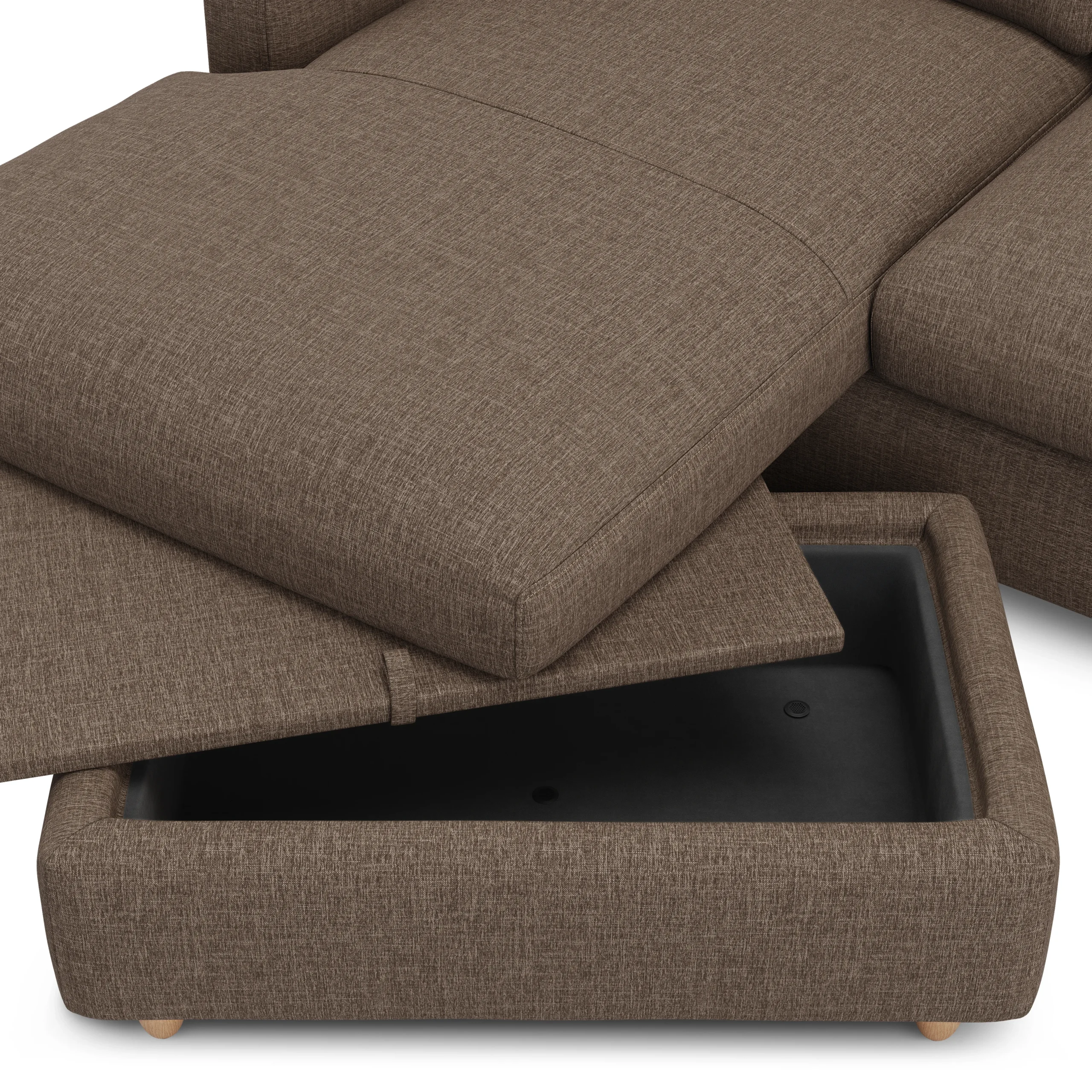 Vati 80_ Left Storage Sectional - Natural Oak and Buckler Brown - Image 10