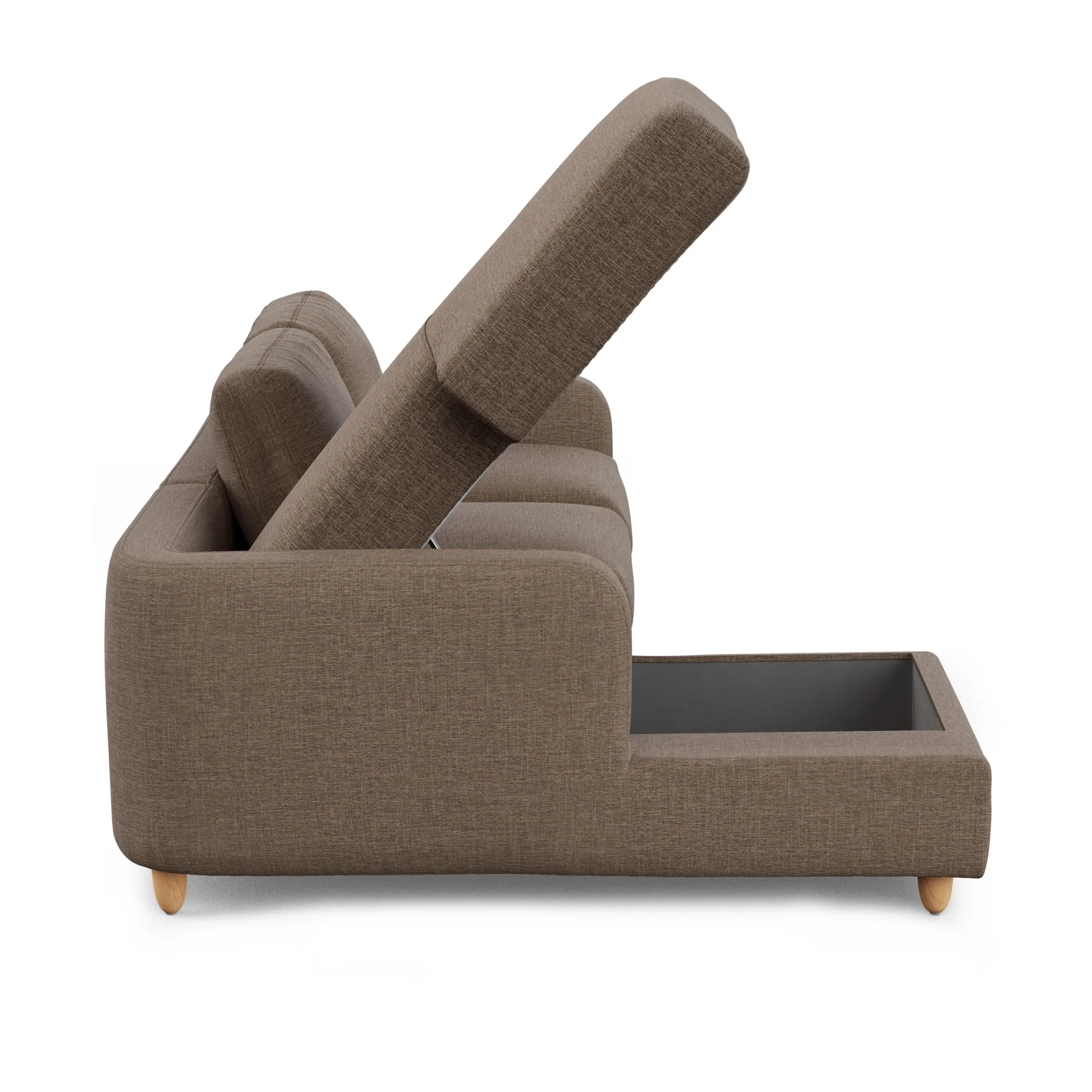 Vati 90.5_ Left Storage Sectional - Natural Oak and Buckler Brown - Image 2