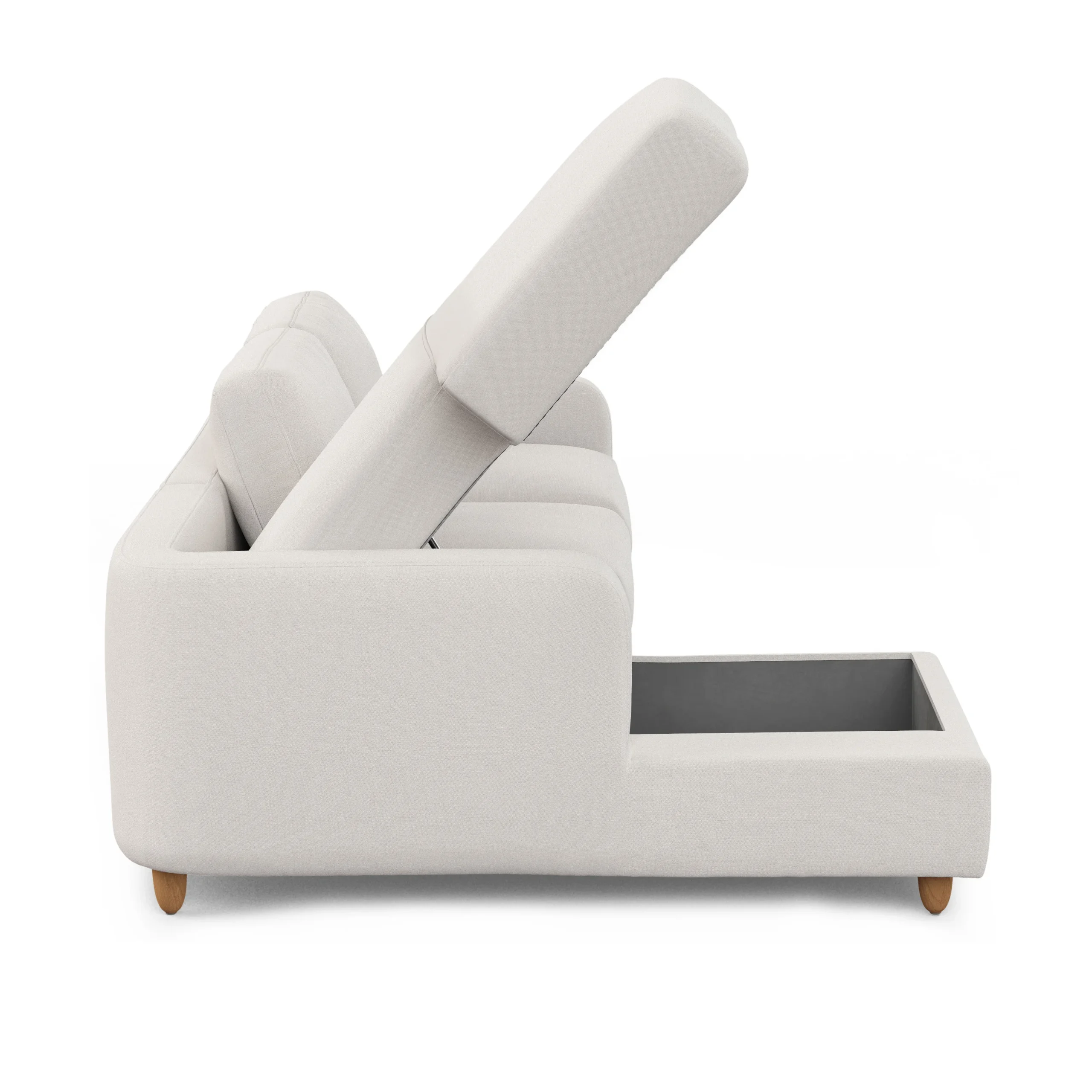 Vati 90.5_ Left Storage Sectional - Natural Oak and Buckler Ivory - Image 2