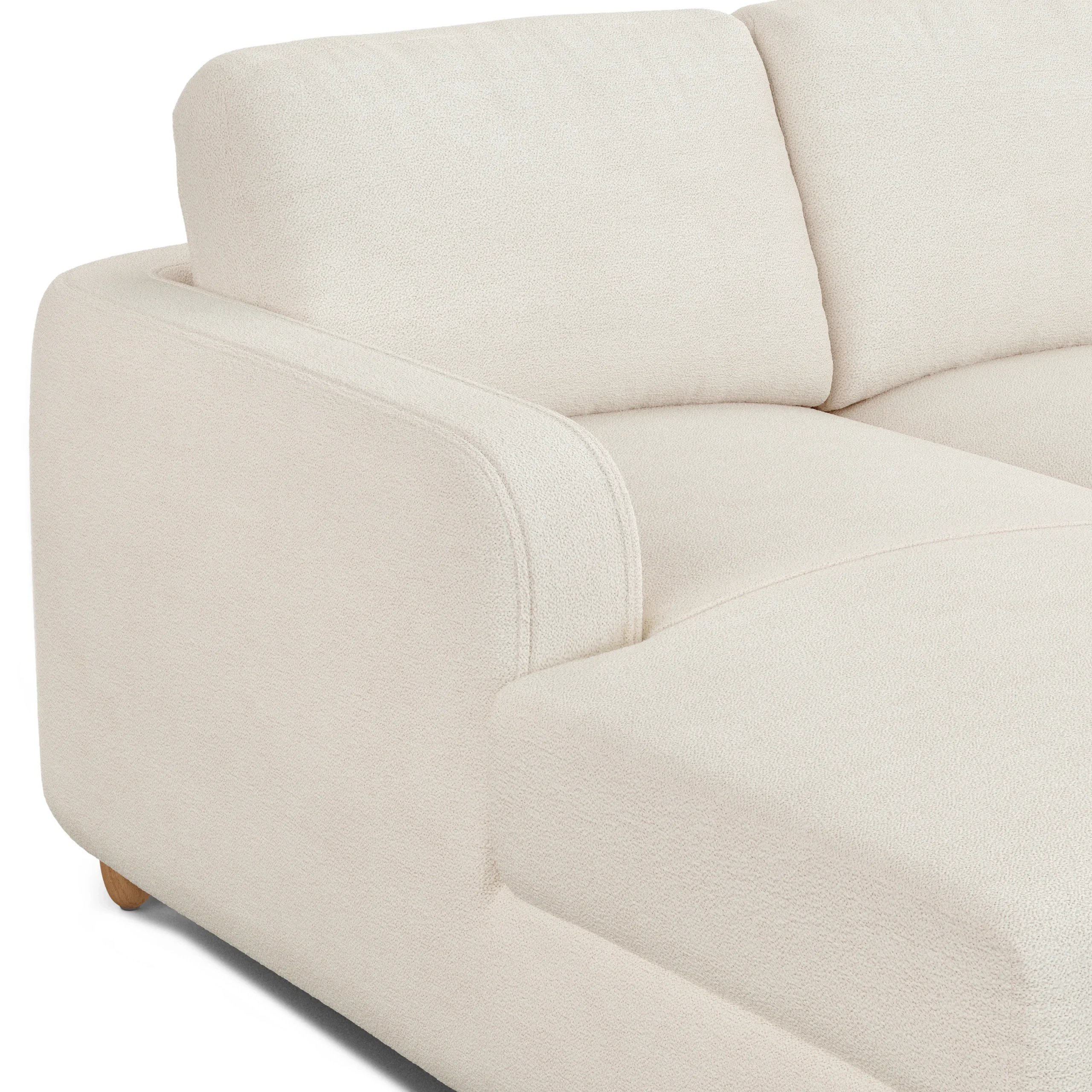 Vati 90.5_ Left Storage Sectional - Natural Oak and Ivory Wool Bouclé - Image 2