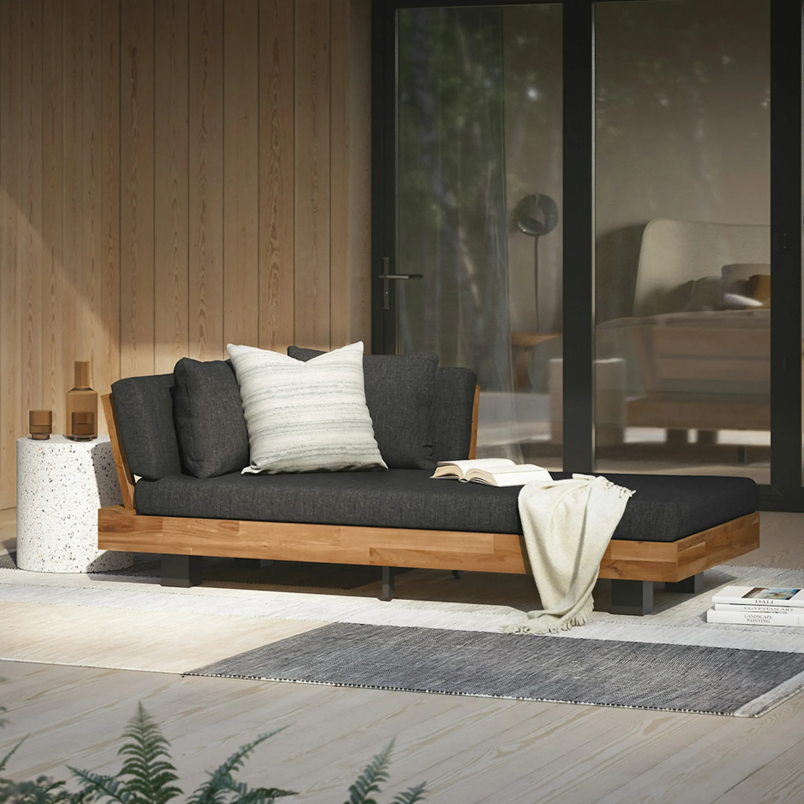 Lubek 69.25_ Outdoor Low Right Chaise Lounge - Slate Gray