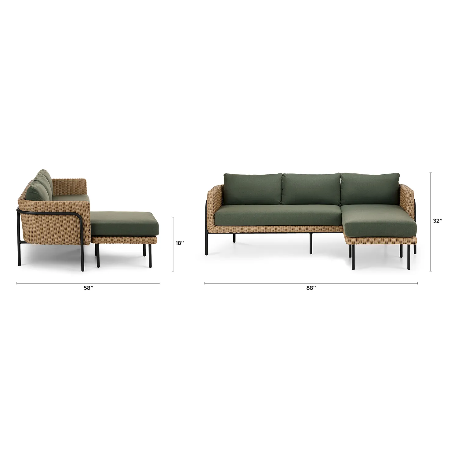 Aby 88_ Outdoor Reversible Sectional - Dravite Green - Image 2