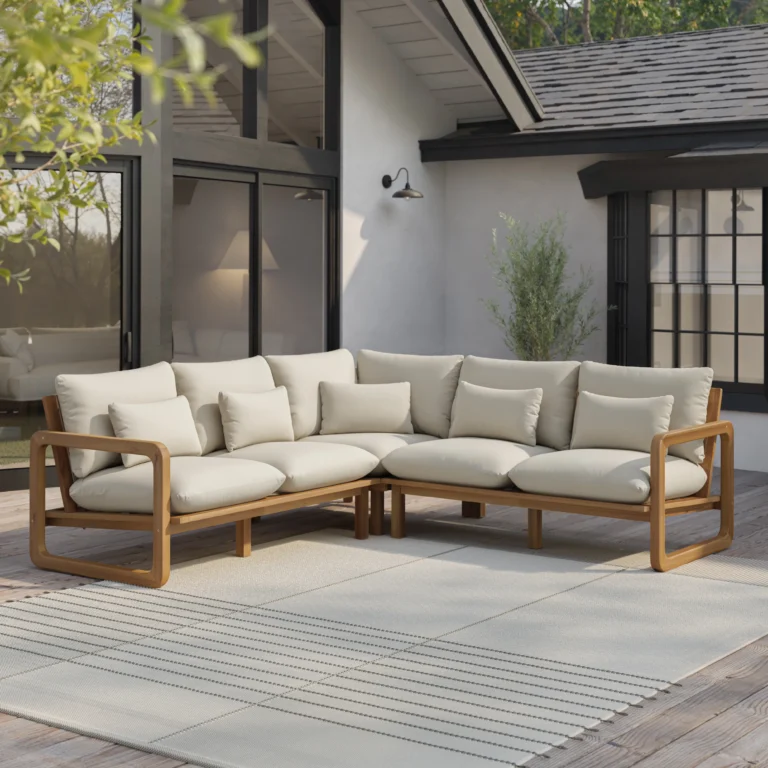 Laholm 94_ Outdoor Corner Sectional - Dravite Ivory