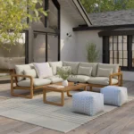 Laholm 94_ Outdoor Corner Sectional Set - Dravite Ivory