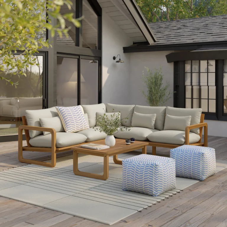 Laholm 94_ Outdoor Corner Sectional Set - Dravite Ivory