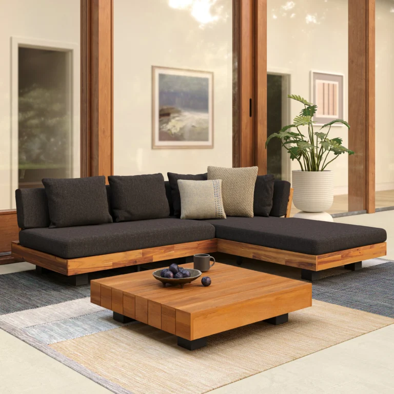 Lubek 82.5_ Outdoor Low Right Sectional Set - Slate Gray