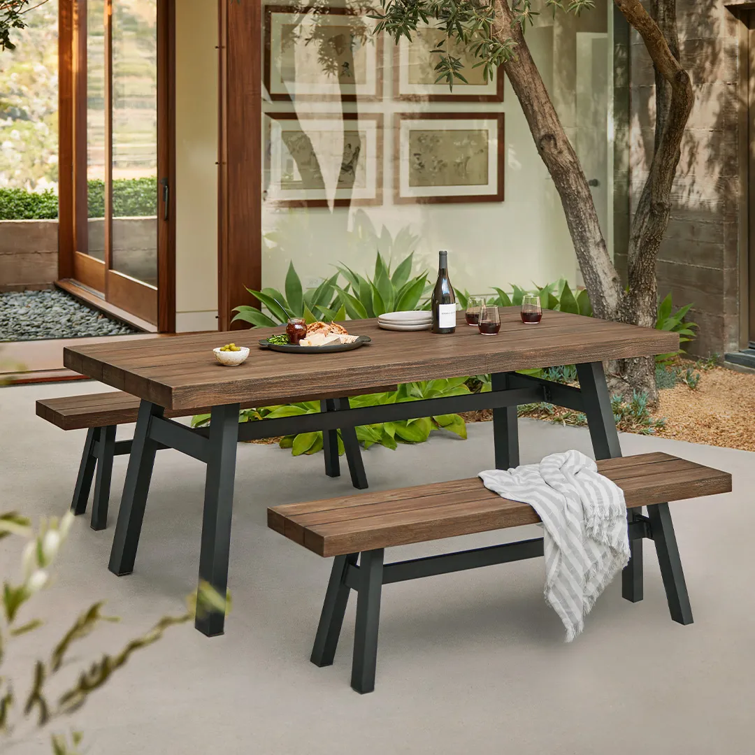 Sardis 77_ Outdoor Dining Set - Vintage Brown