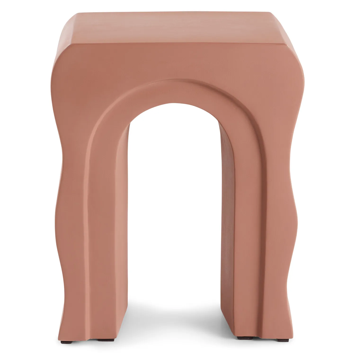 Bixby Outdoor Concrete Side Table - Ochre Brown - Image 3