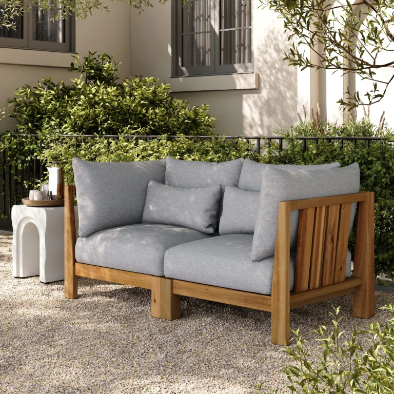 Cove 68.5_ Outdoor Modular Loveseat - Basket Gray