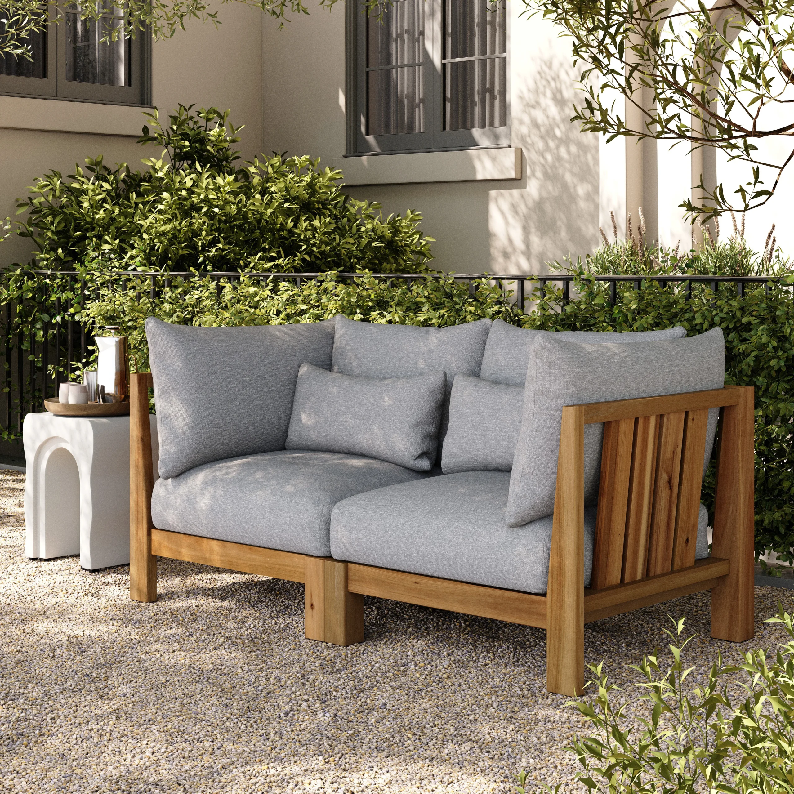Cove 68.5_ Outdoor Modular Loveseat - Basket Gray