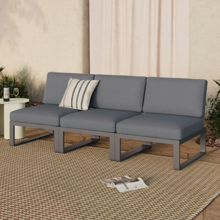 Kezia 84_ Outdoor Armless Modular Sofa - Whale Gray
