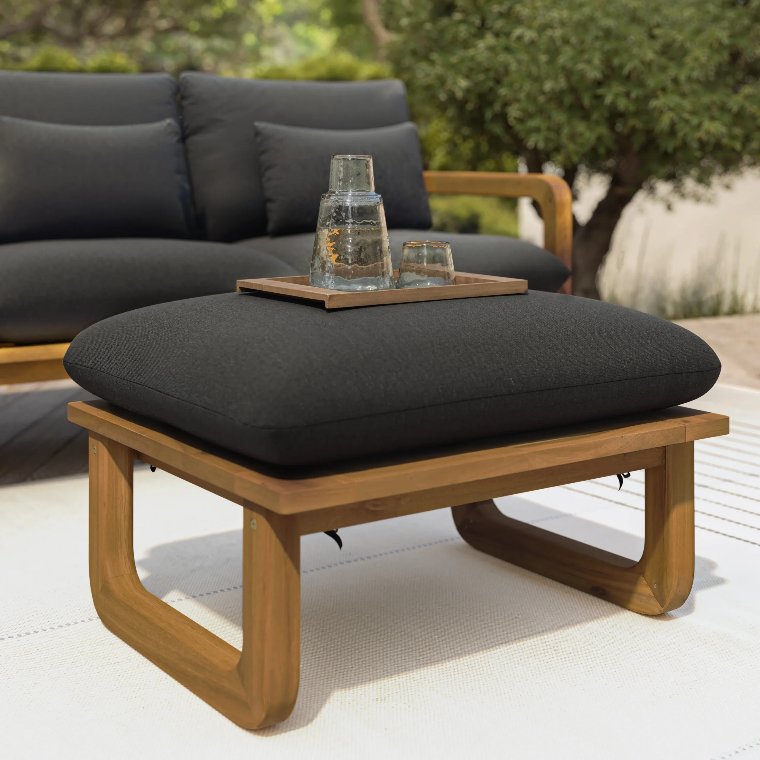 Laholm 29_ Outdoor Ottoman - Dravite Black