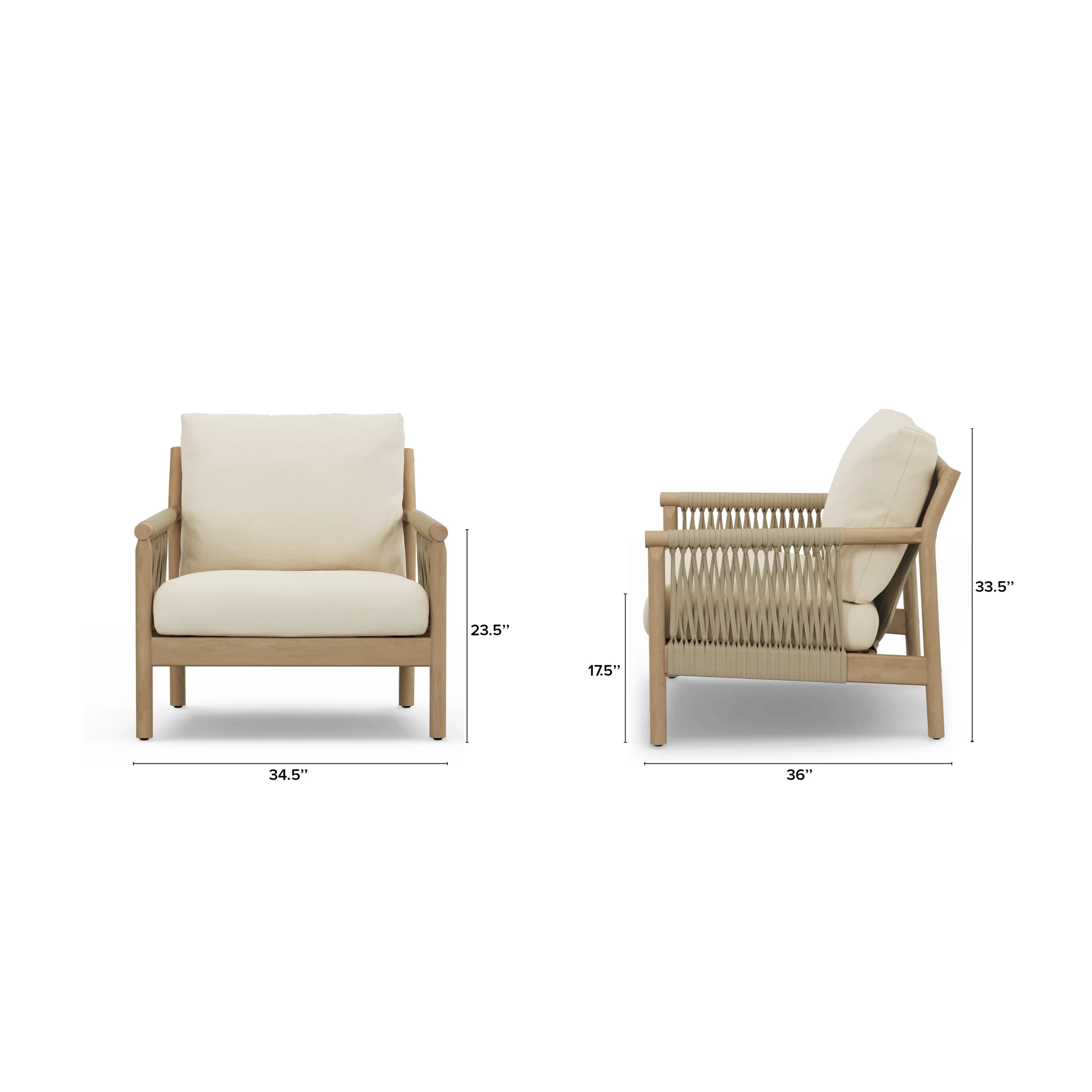 Rosa 34.5_ Outdoor Lounge Chair - Dravite Ivory - Image 2