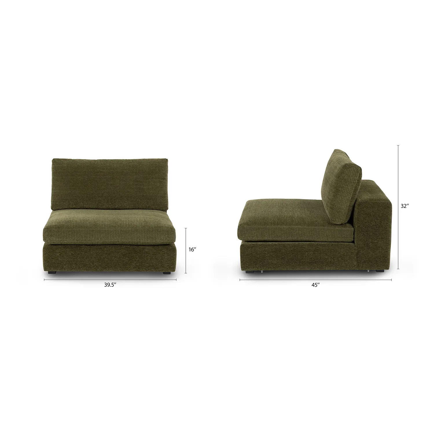 Beta 39.5_ Armless Chair Module - Cypress Green - Image 2