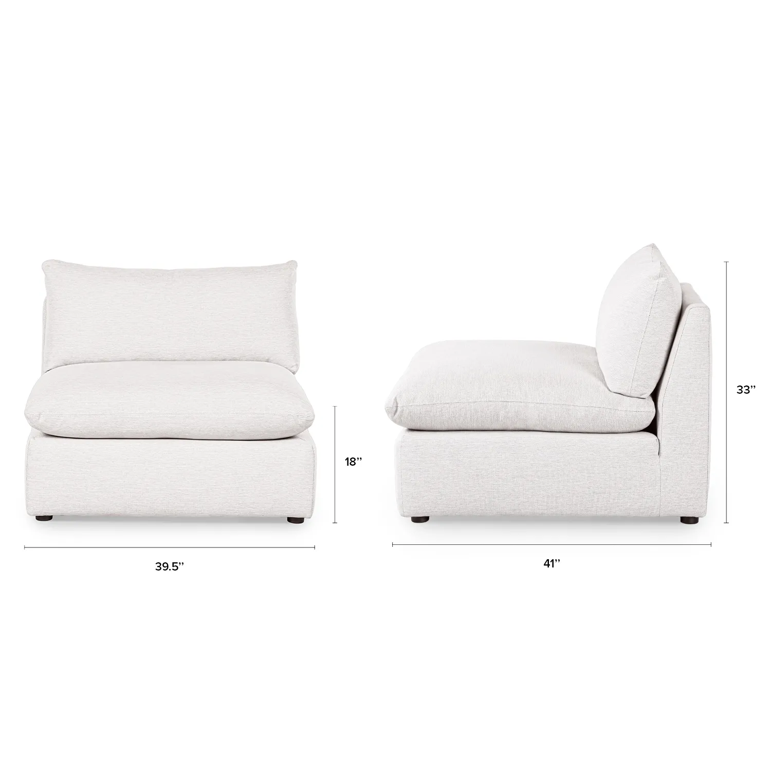 Leigh 39.5_ Armless Chair Module - Silver Ivory - Image 2