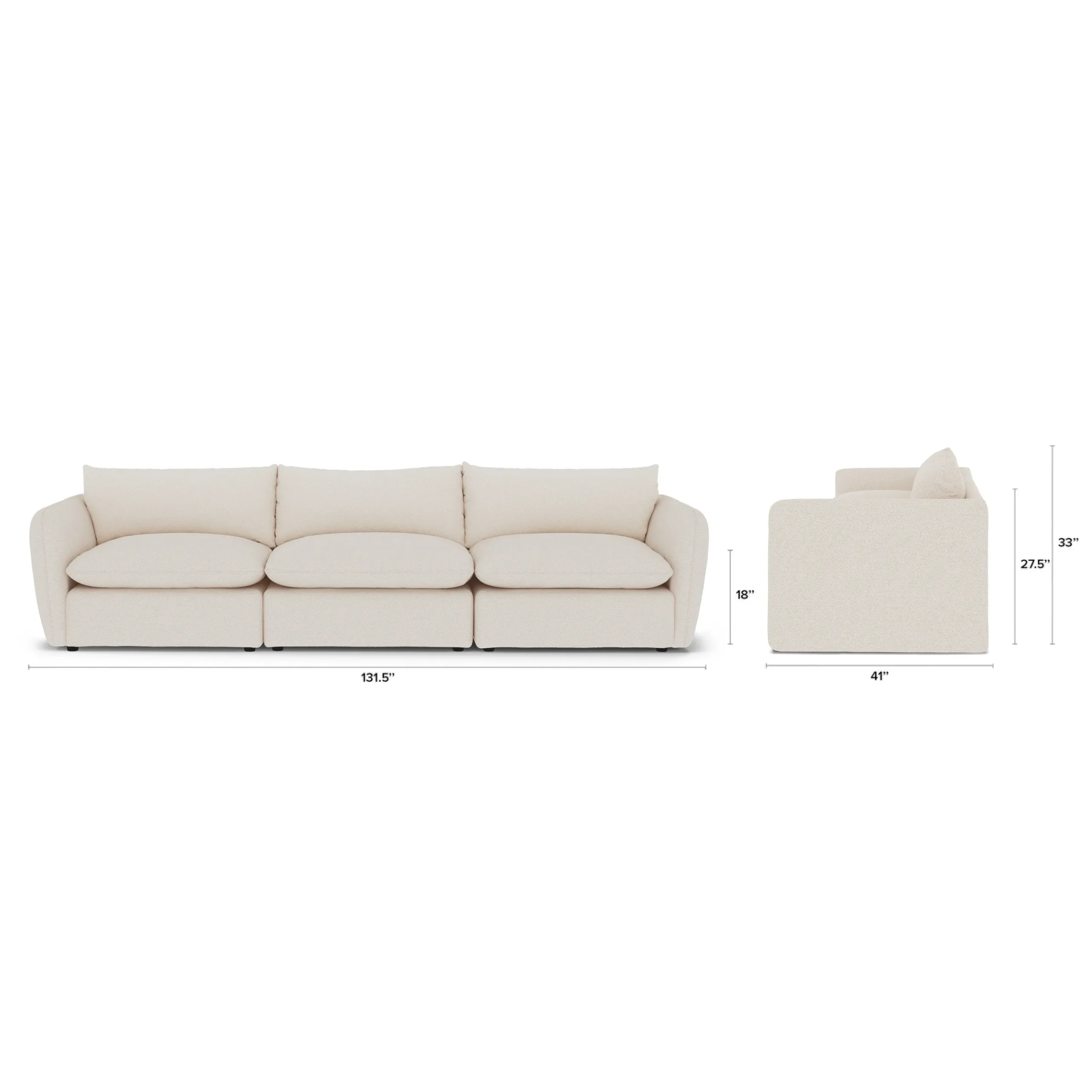 Leigh 131.5_ Modular Sofa - Ivory Wool Bouclé - Image 2