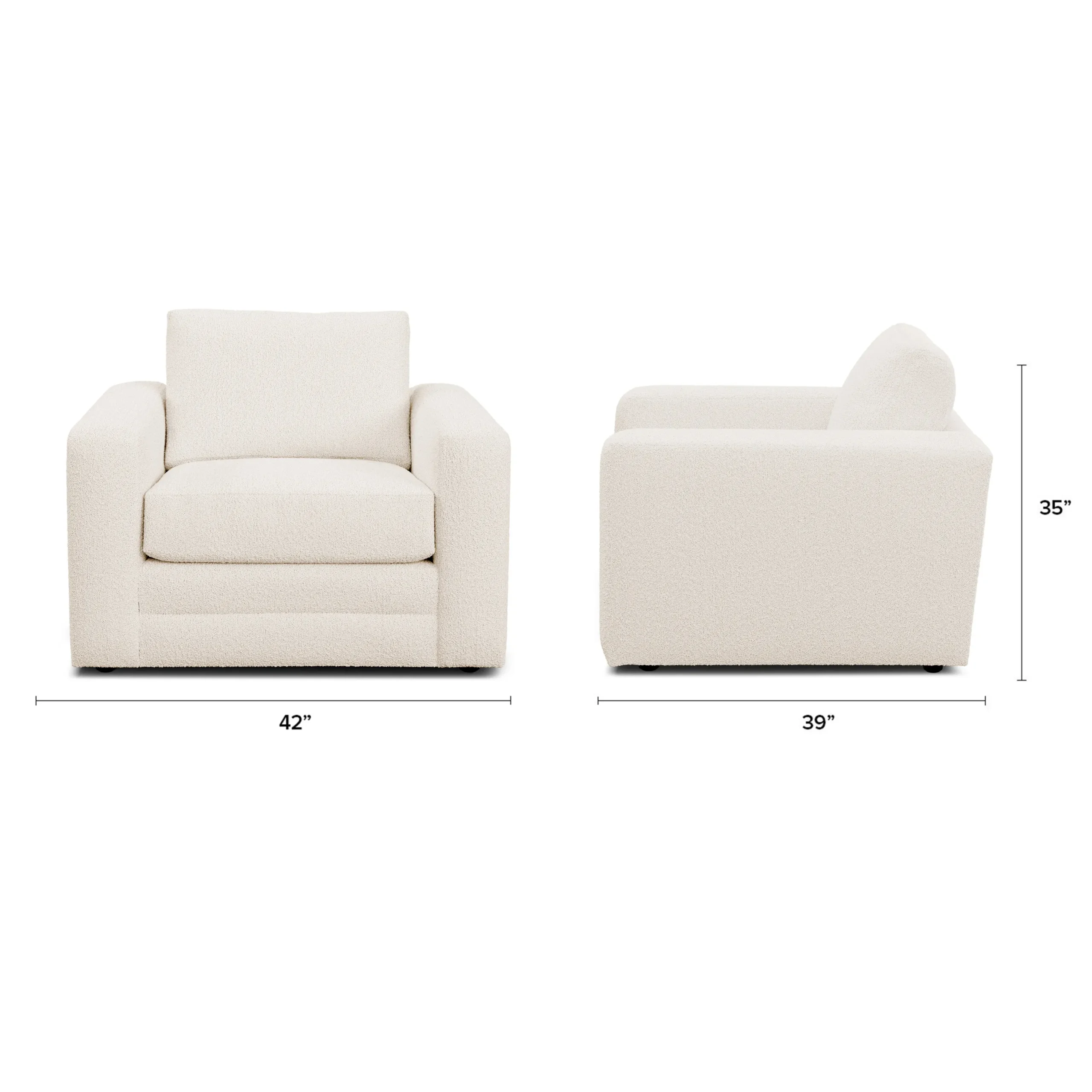 Riley 42_ Lounge Chair - Ivory Wool Bouclé - Image 2