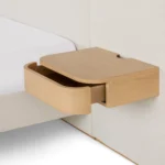 Bjorn Queen Upholstered Bed with Nightstands Set - White Oak and Ratine Ivory