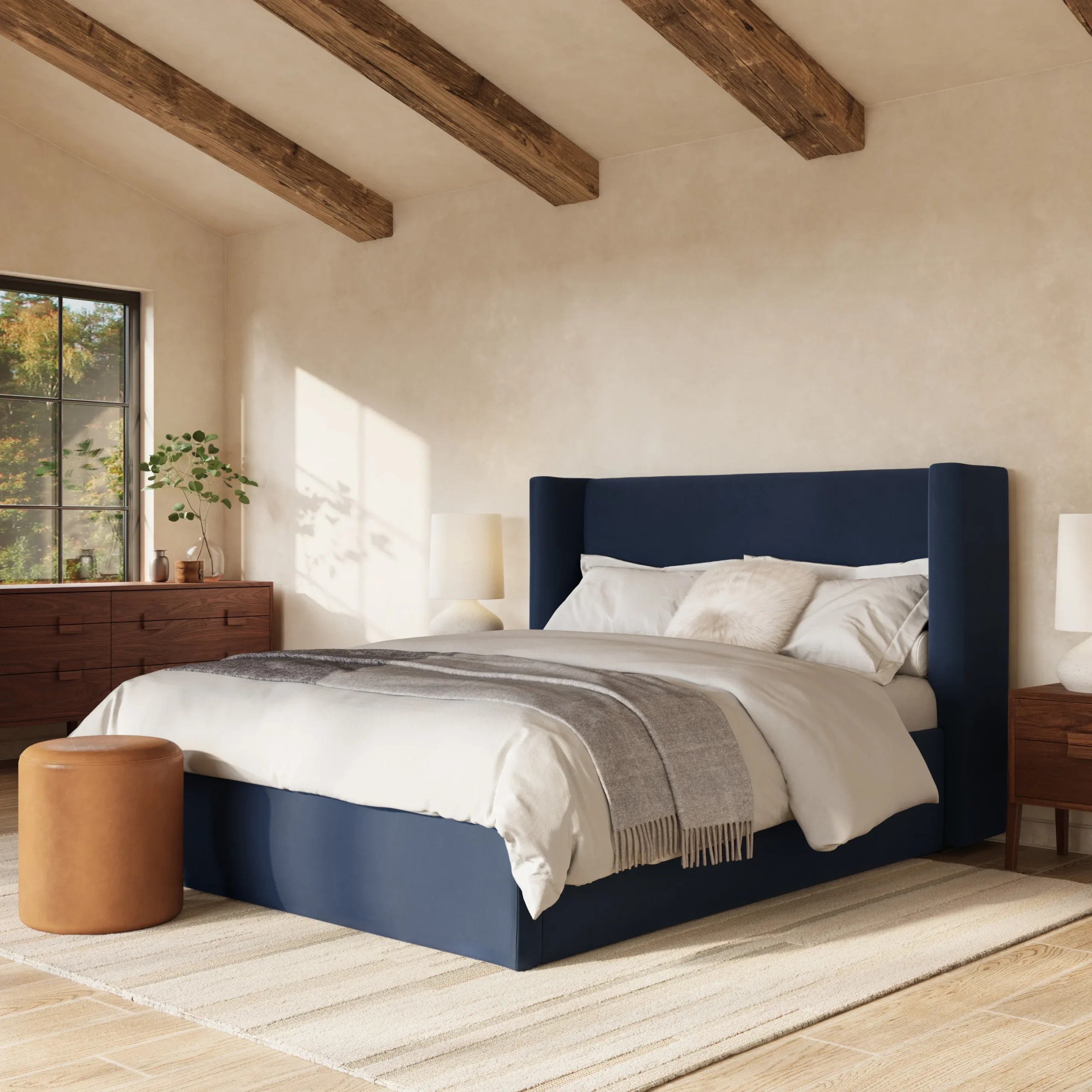 Calabri Queen Velvet Bed - Hale Ink