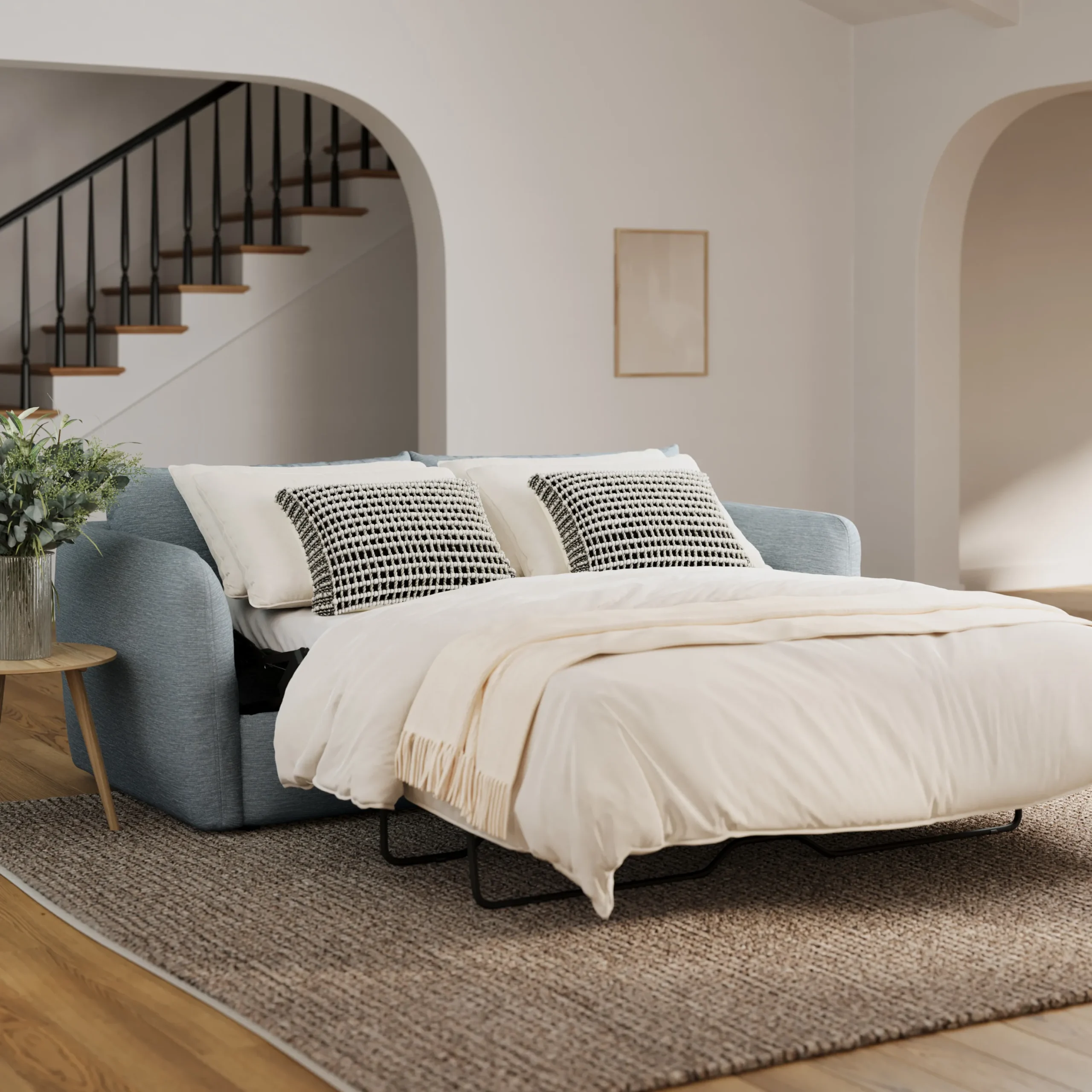 Leigh 86_ Sofa Bed - Silver Light Blue - Image 2