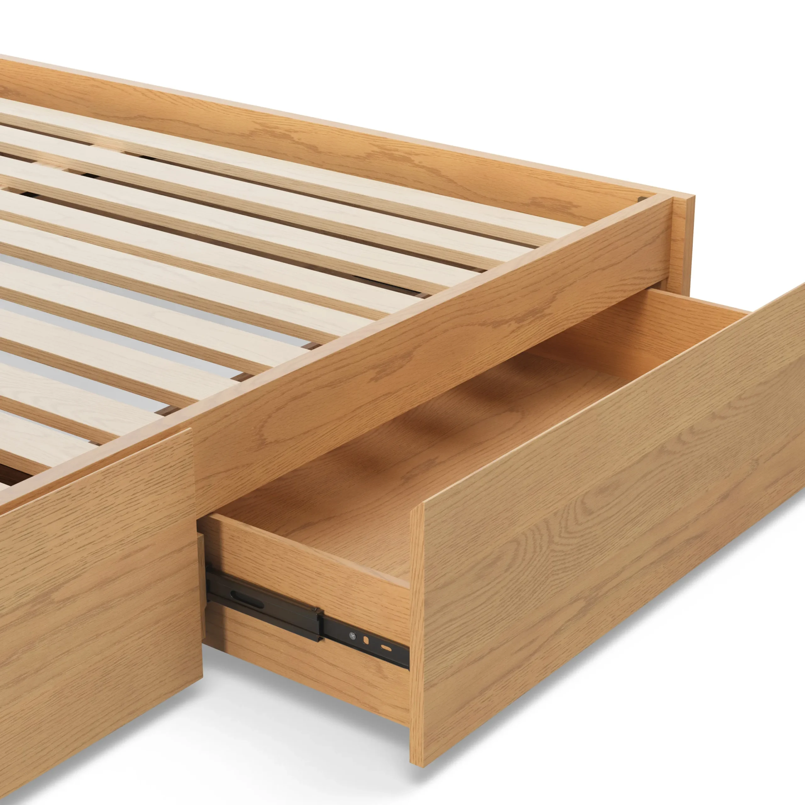 Leif King Storage Bed with Nightstands Set - White Oak - Image 7